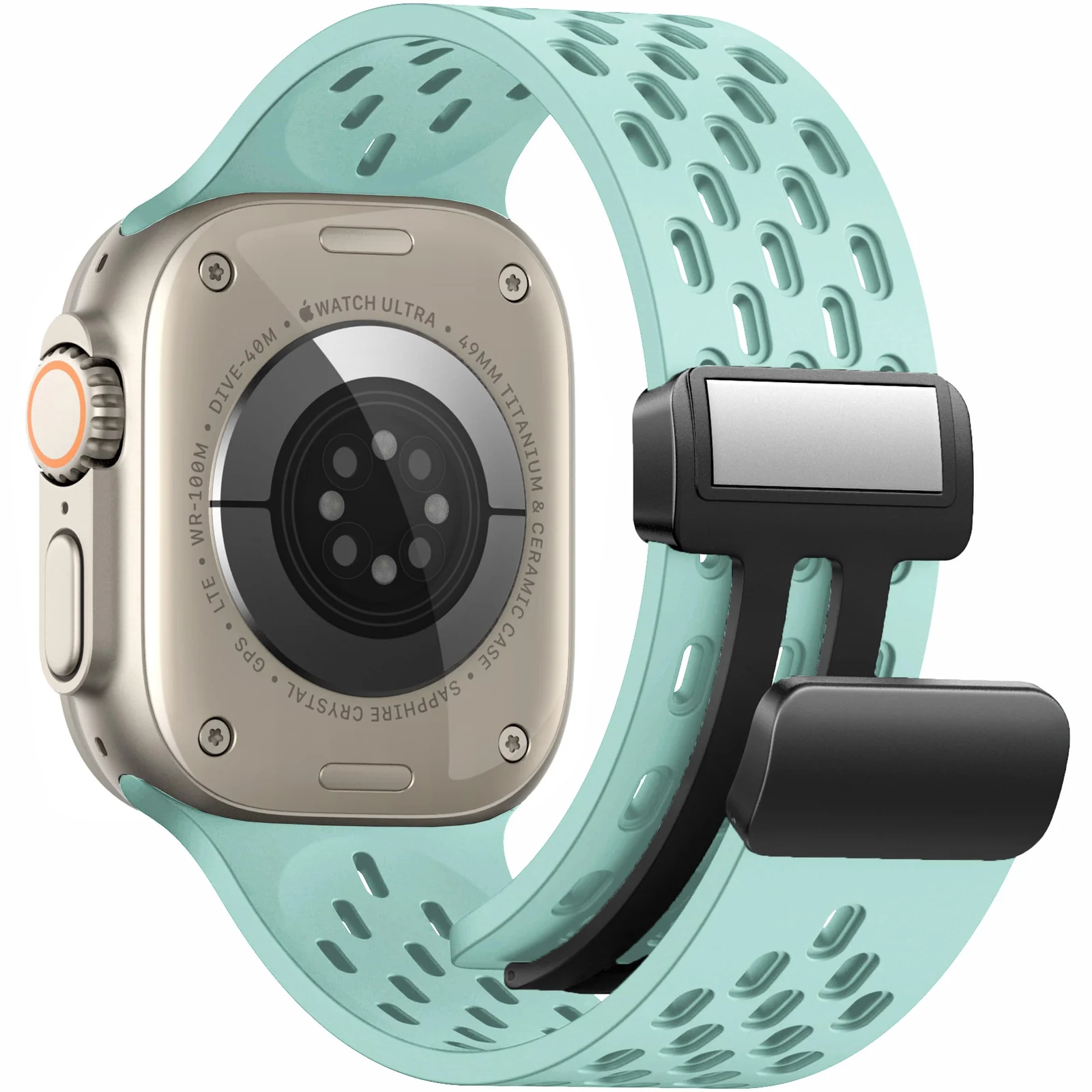 DL3 Mobilak Magnetic Bands for Apple Watch Band 49mm 46mm 45mm 44mm 42mm, Soft Silicone Magnetic Buckle Breathable Sport Watch Strap for iWatch Ultra2 Ultra SE SE2 Series 10 9 8 7 6 5 4 3 2 1 - Light cyan