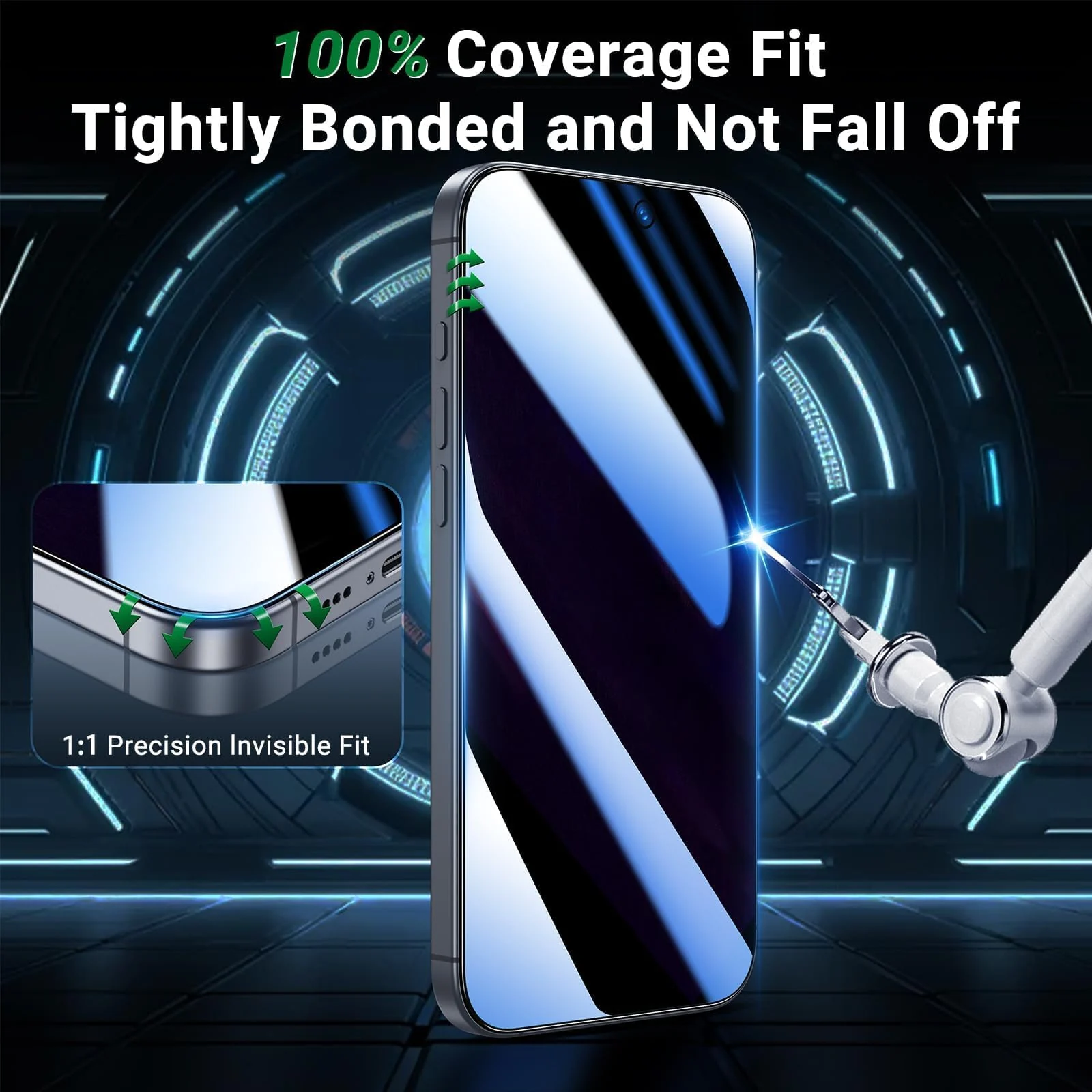 DL3 Mobilak Screen Protector for iPhone 16 Pro Max 6.9-Inch, 9H Hardness Tempered Glass Film [Anti-Scratch] [No Bubbles] Anti-Spy Full Coverage Screen Protector for iPhone 16 Pro Max - Privacy
