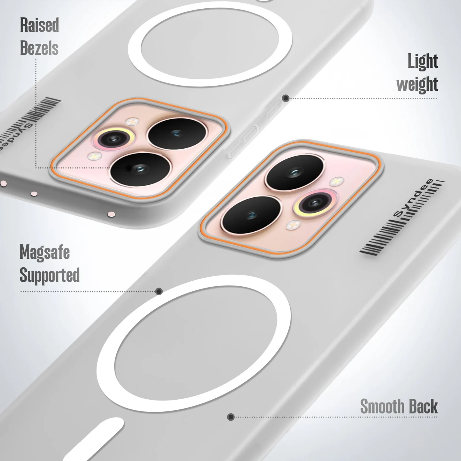 DL3 Mobilak Translucent Matte Case for realme 15 5G / realme 15 Pro 5G, Compatible with MagSafe accessories, Shock-absorbing protection, Integrated ring holder - Clear