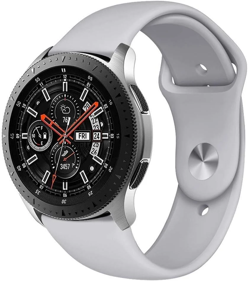 Silicone Band 20MM For Samsung Gear Sport, Galaxy Watch 4/5/5 Pro, S2 Classic, Galaxy 42MM, Active 40/44MM, Active 2 40/44MM, Amazfit GTR 42MM, GTS 3/2 mini/2e (Black)