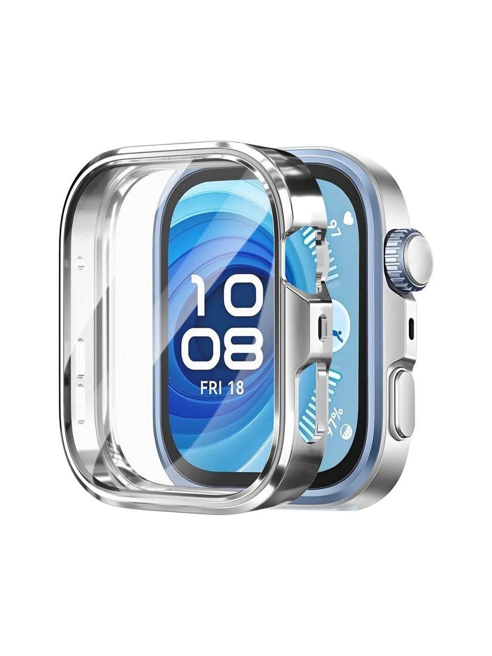 DL3 Mobilak Protective Case compatible with Huawei Watch Fit 4, All-around Flexible TPU Case with Built-in Screen Protector, Soft Frame & Shockproof Cover For Huawei Watch Fit 4 - Silver