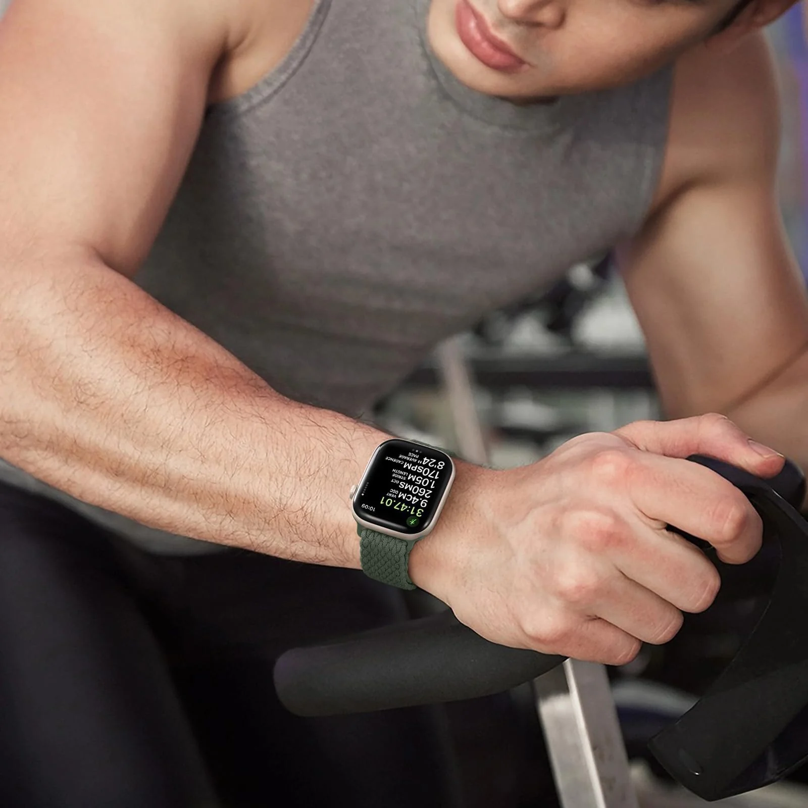 DL3 Mobilak Sport Solo Loop Compatible with Apple Watch Band 42mm 44mm 45mm 46mm 49mm for Women Men, Magnetic Strap Stretchy Braided Wristband for iWatch Series 11 10 9 8 7 6 5 4 3 Ultra 3 2 1 SE SE2 - B-Green