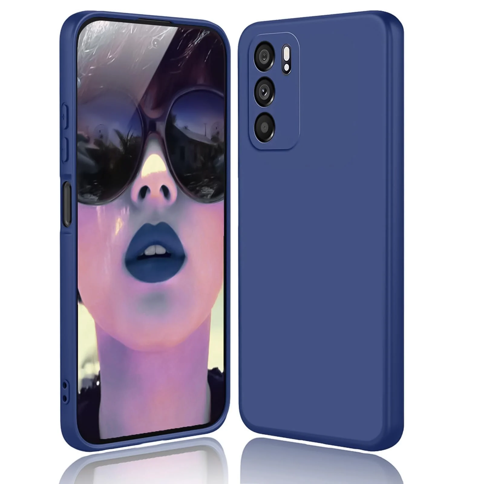 DL3 Mobilak Liquid Silicone Protective Case with Soft Microfiber Lining with Full Camera Protection for OPPO Reno 6 5G - Blue 1