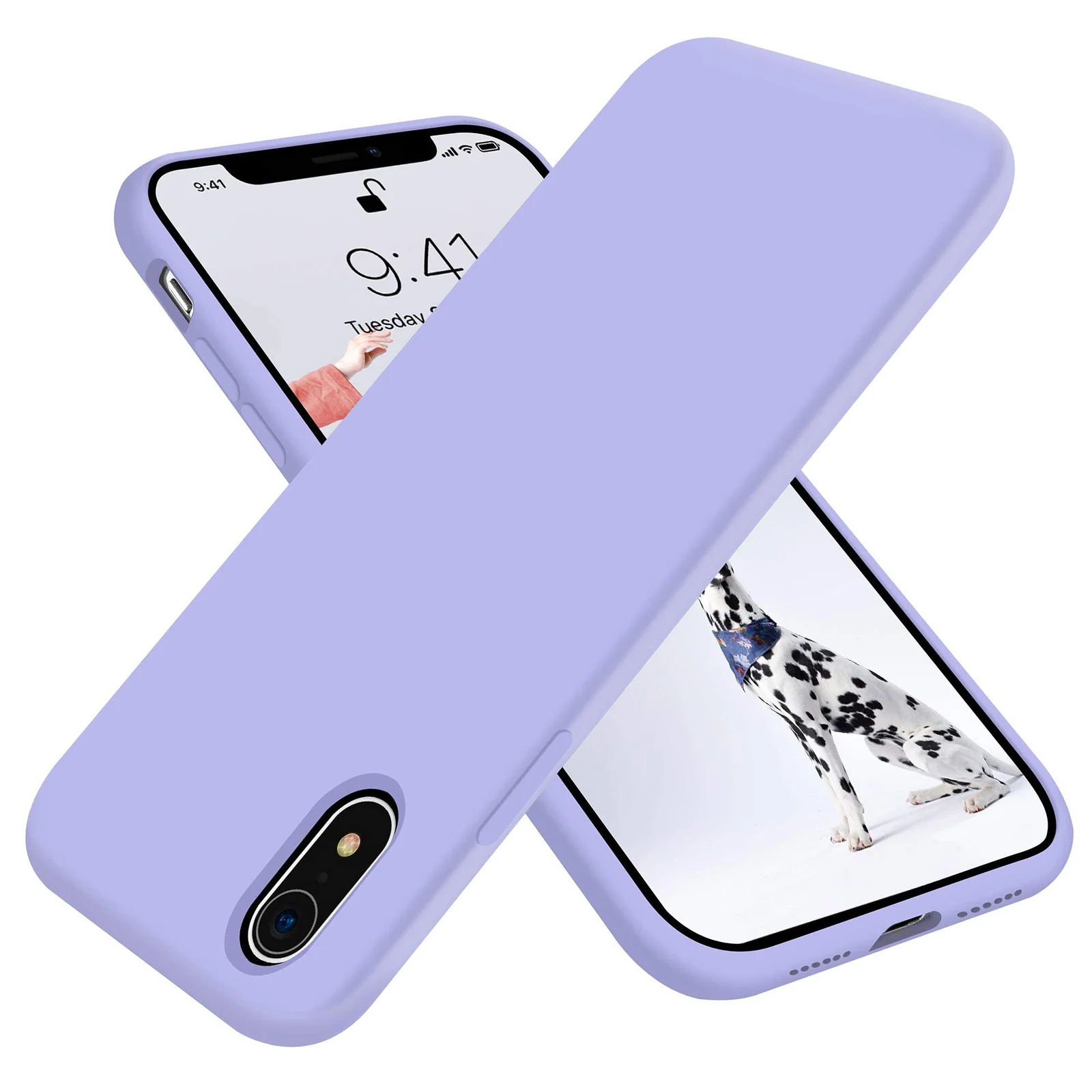 DL3 Mobilak Liquid Silicone Protective Case with Soft Microfiber Lining for iPhone XR - Light Purple
