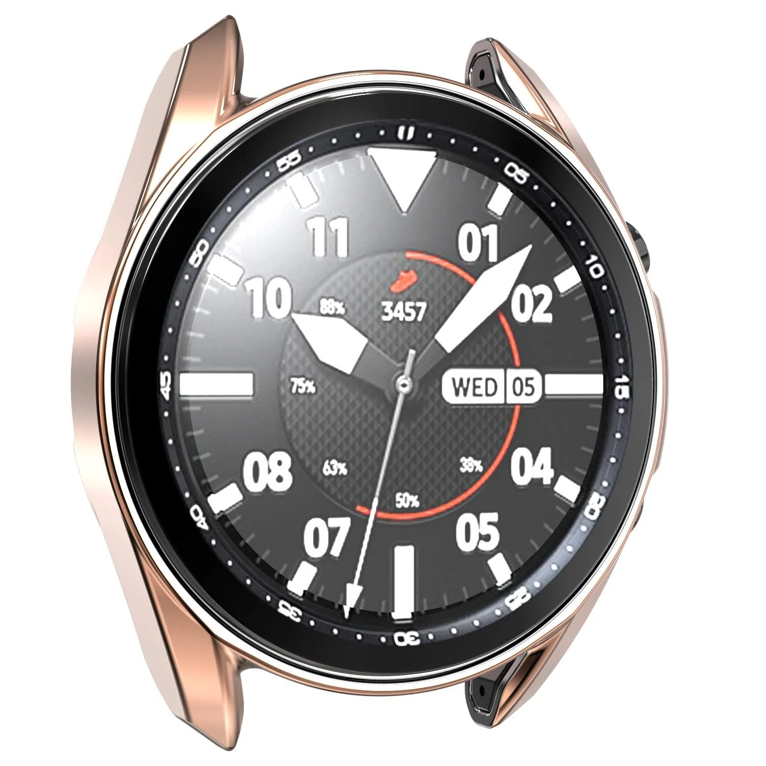 DL3 MOBILAK Full-Coverage Watch Case with Tempered Glass for Samsung Galaxy Watch 3 45MM - Rose Gold