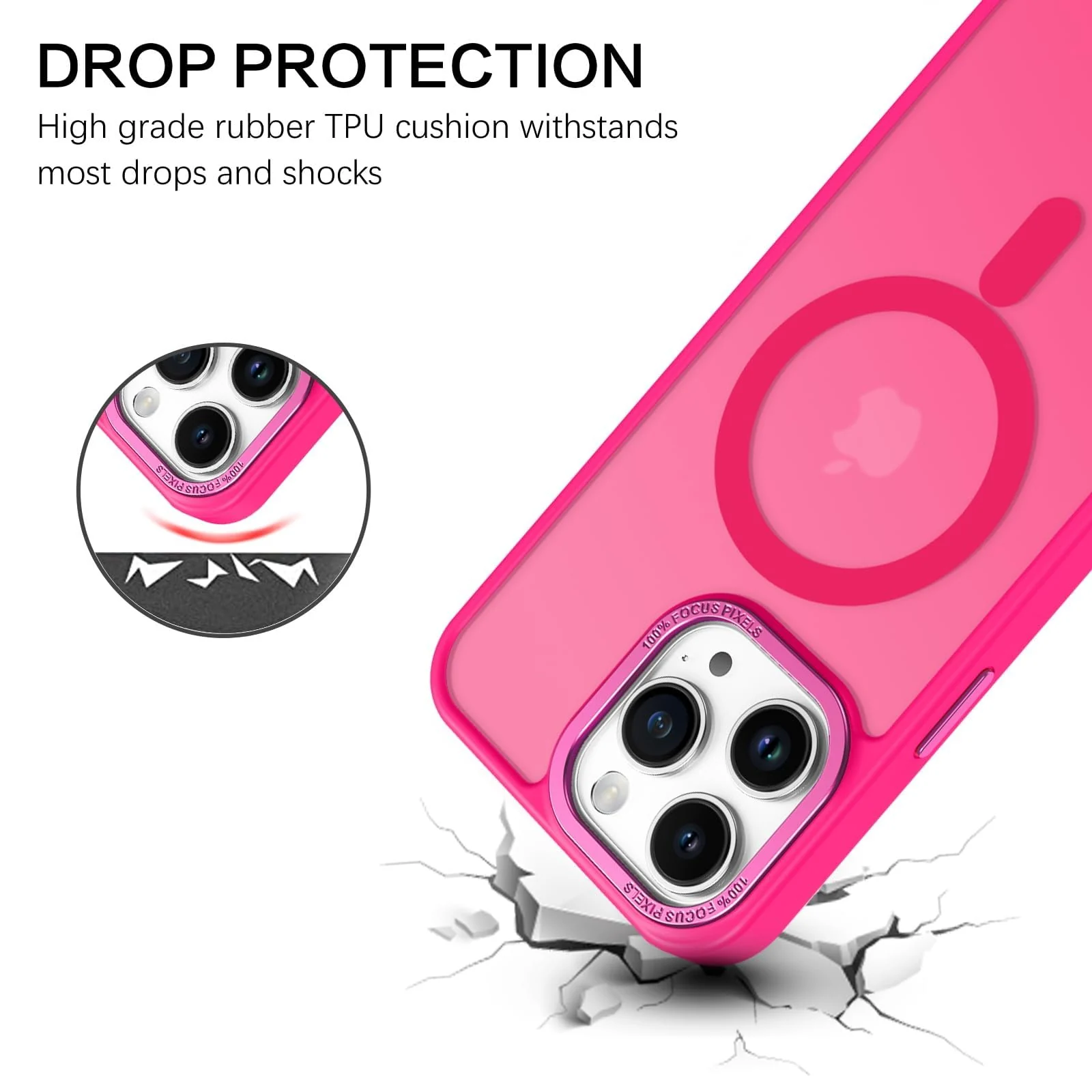 DL3 Mobilak Case for iPhone 15 Pro 6.1-Inch Magnetic Translucent Matte Phone Cases [Compatible with MagSafe] Thin Slim Fit Shockproof Hard Protective Cover for Women Men Girls - Hot Pink