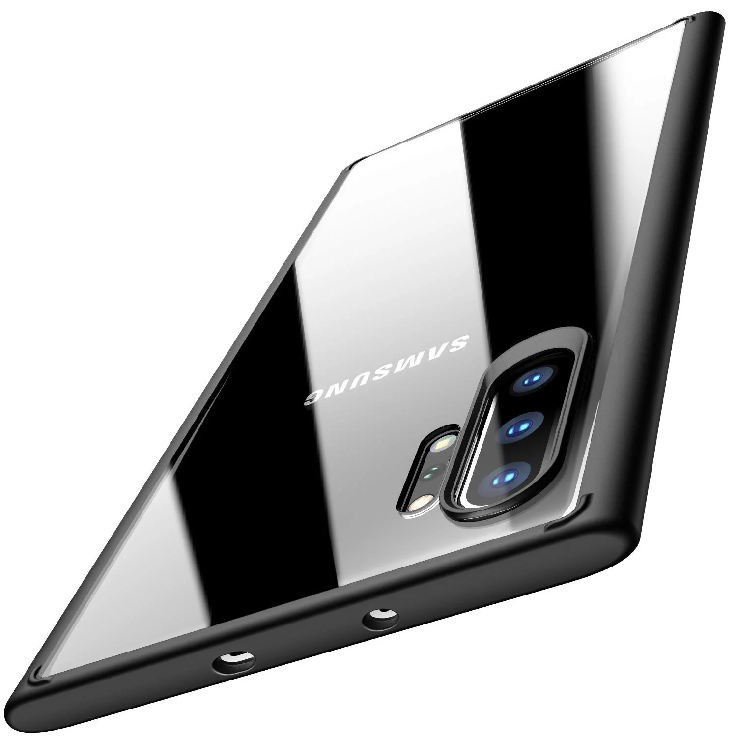 DL3 Mobilak Clear PC and TPU Protective Case for Samsung Note 10 Plus with Shockproof Design and Anti-Yellowing Design - Black
