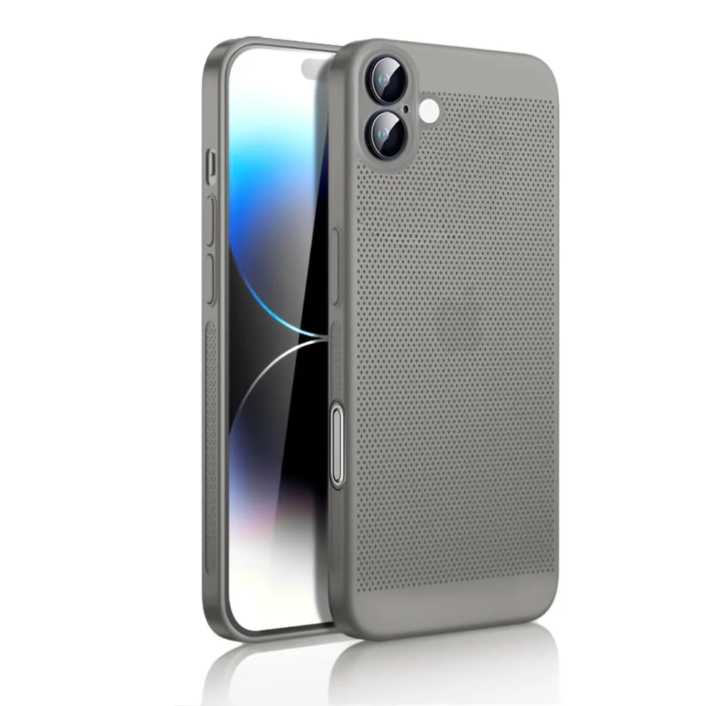 DL3 Mobilak Heat-Dissipation Hard PC Case with Built-In Camera Lens Protector for iPhone 16 6.1-Inch - Titanium Gray