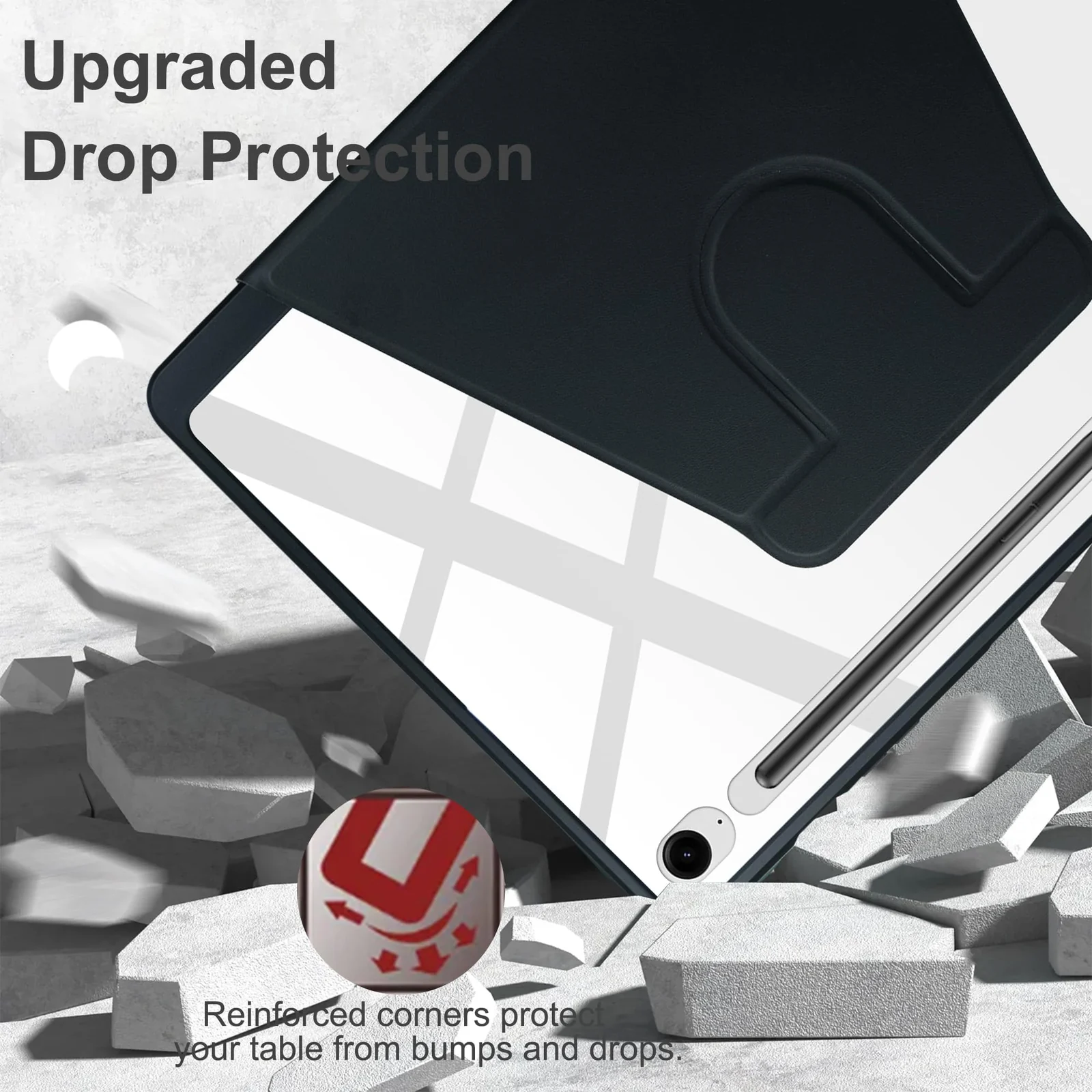 DL3 Mobilak Case for Samsung Galaxy Tab S10 Lite/S10 FE/S9 FE 10.9-Inch/S9 11-Inch, 360° Rotation Multi-angle Stand Slim Cover PU leather + Transparent Acrylic case with Pen Holder Auto Wake/Sleep - Black