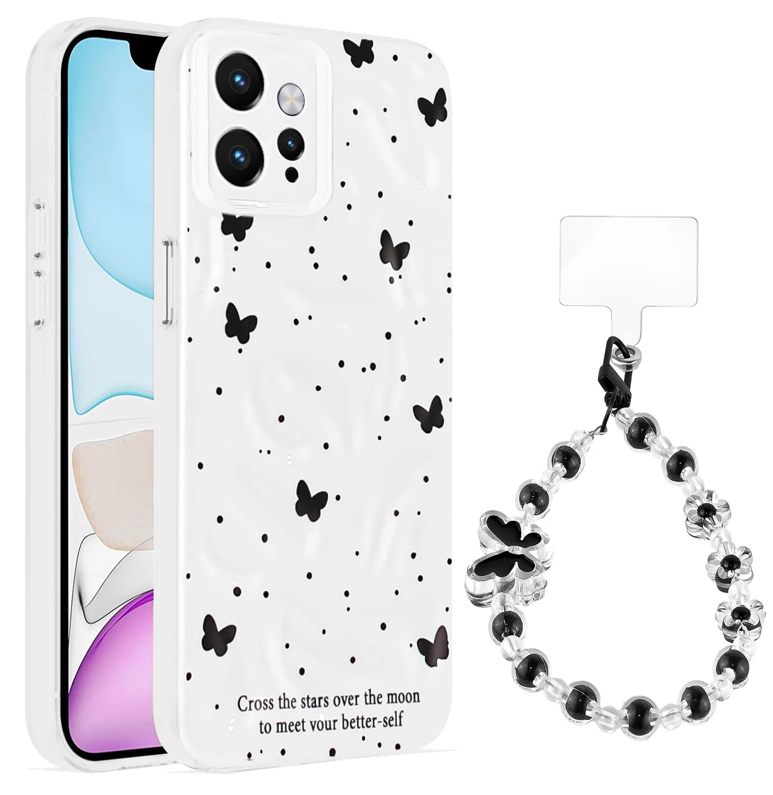 Dl3 Mobilak Case Compatible with Redmi Note 12 4G, Cute Printed Soft TPU Phone Cover with Beaded Wrist Strap, Shockproof Camera Protection, Slim Protective Case for Women & Girls - Style 1