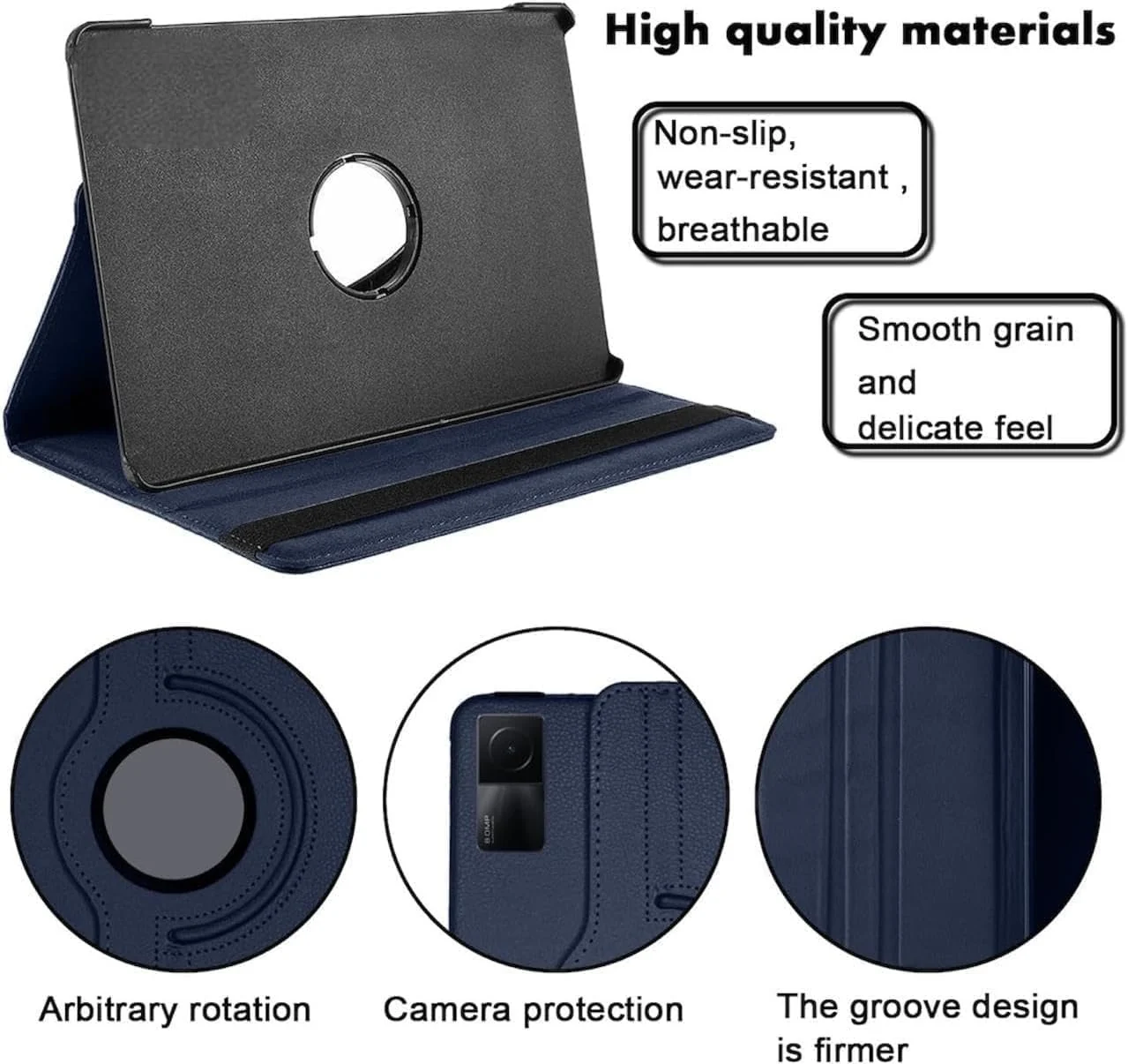 DL3 Mobilak Protective Cover for Xiaomi Redmi Pad 2 Pro (2025) Redmi Pad Pro (2024), 360° Rotatable Smart Stand, Leather Folio Flip Cover with Multi-Angle Viewing, Auto Wake Sleep - Black