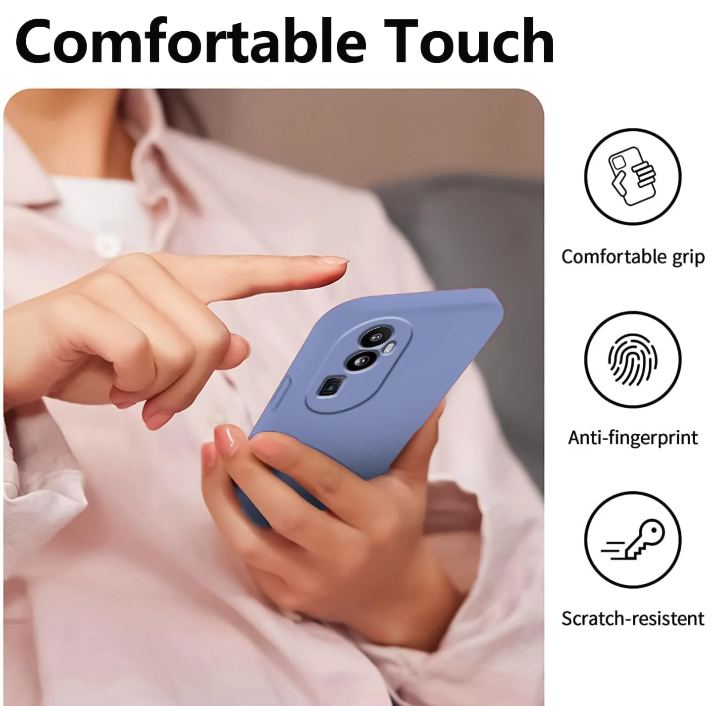 DL3 Mobilak Liquid Silicone Protective Case with Soft Microfiber Lining with Full Camera Protection for OPPO Reno 10 Pro+ Plus 5G - Baby Blue