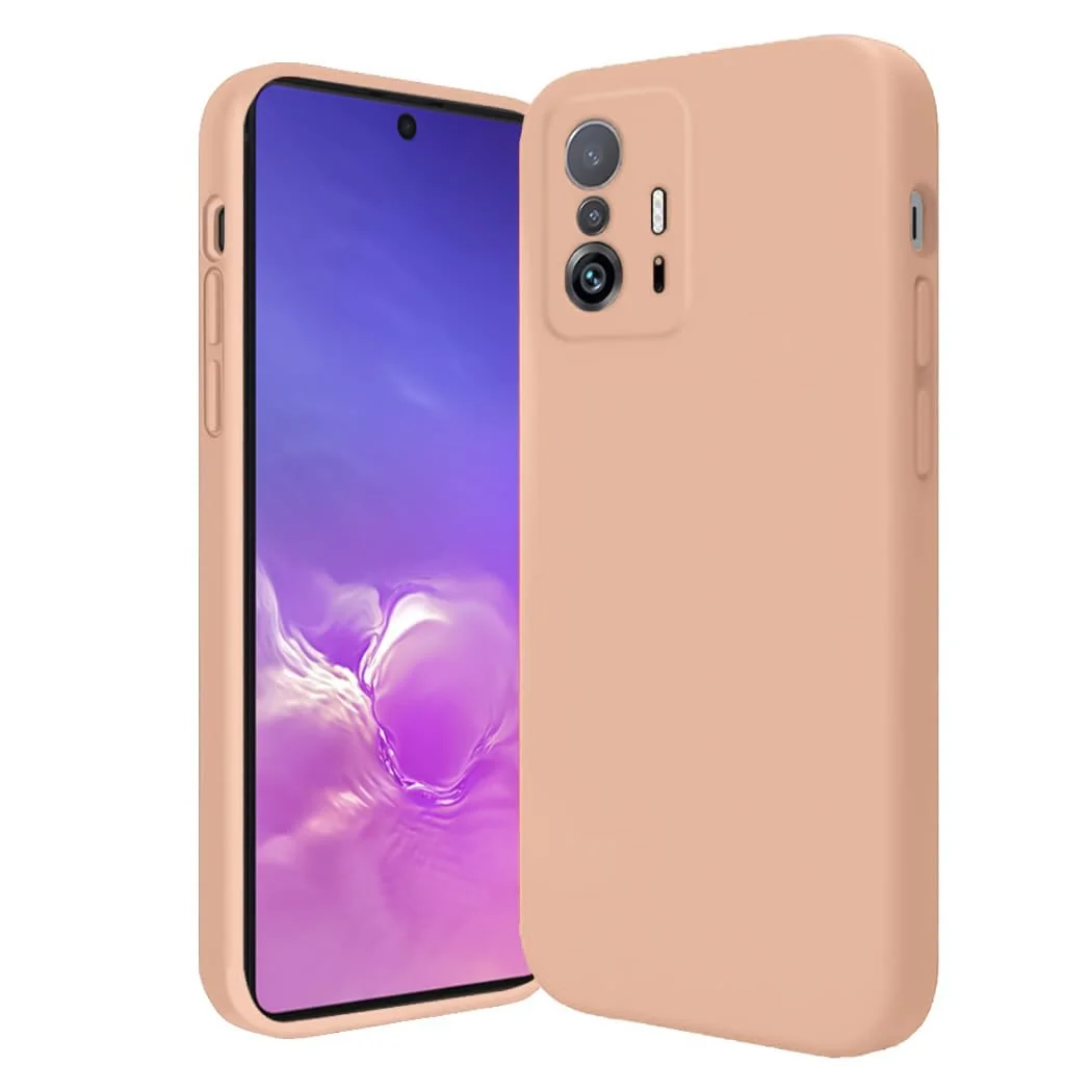 DL3 Mobilak Soft Silicone Protective Case for Xiaomi 11T / Xiaomi 11 T Pro with Microfiber Lining and Shockproof Design - Light Orange