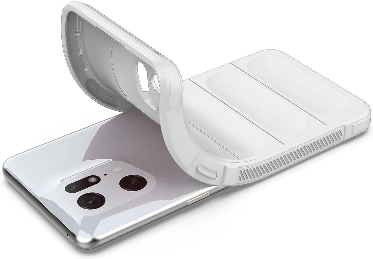 DL3 Mobilak Soft Silicone Protective Case for OPPO Find X5 with Camera Protection and Shockproof Design - White