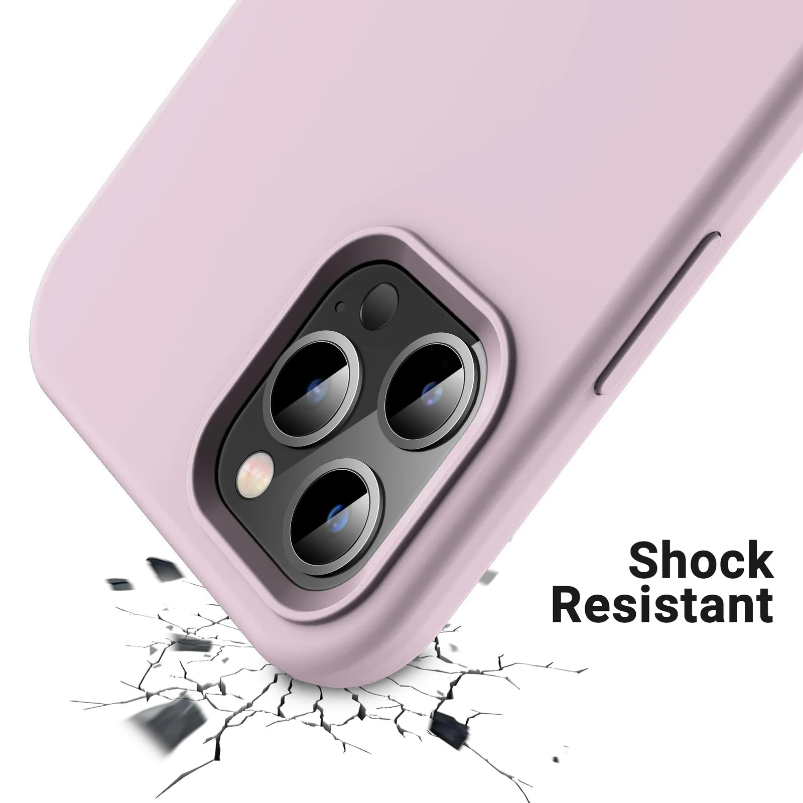 DL3 Mobilak Liquid Silicone Protective Case for iPhone 15 Pro Max with Camera Protection and Microfiber Lining - Light Pink