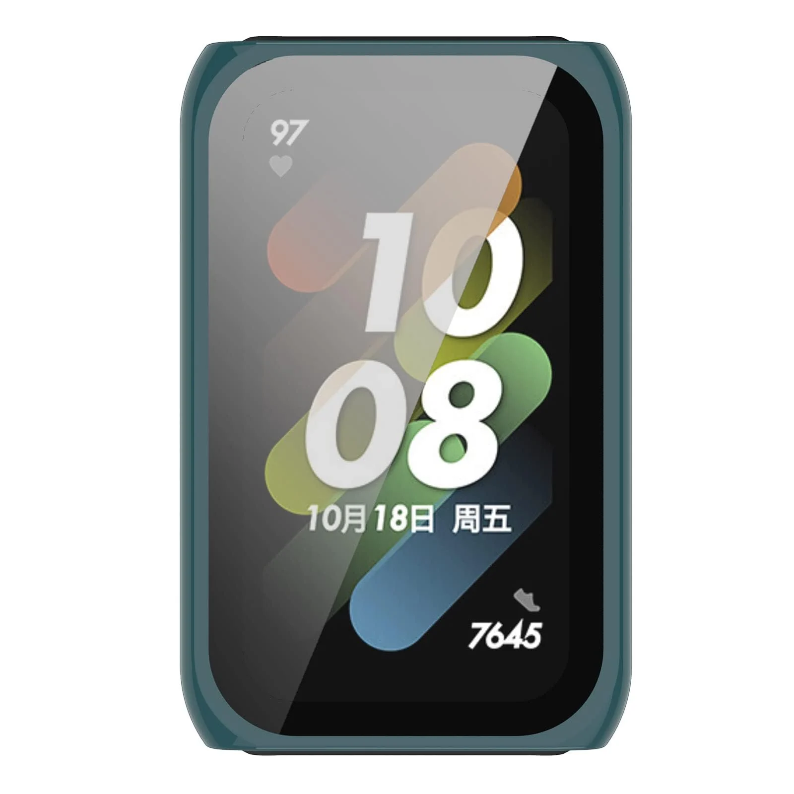 DL3 MOBILAK Full-Coverage Watch Case with Tempered Glass for Huawei Band 6 / Honor Band 6 / Band 7, Green