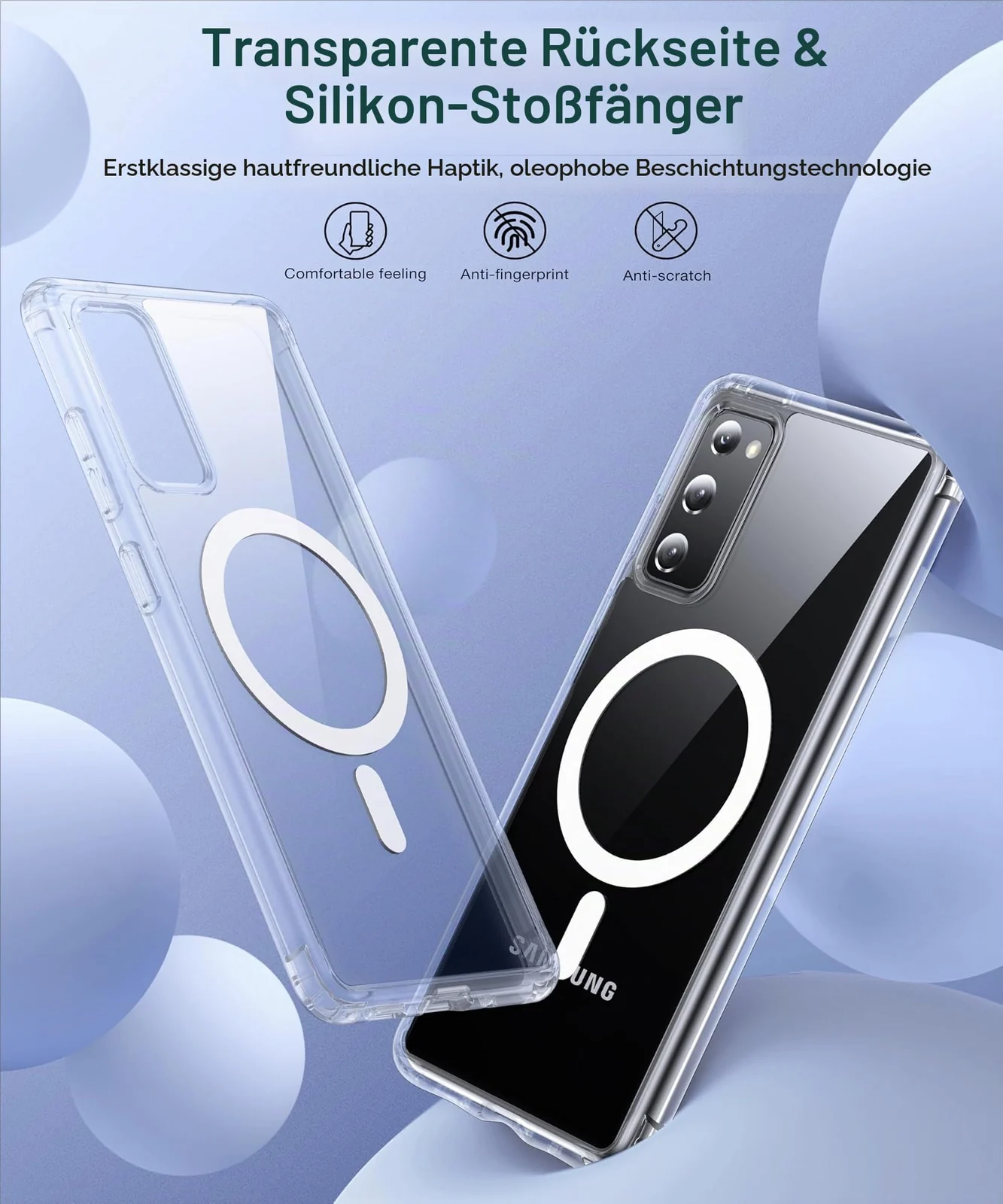 MOBIGON Slim Magnetic MagSafe-Compatible Phone Case for Samsung Galaxy S20 FE, Clear