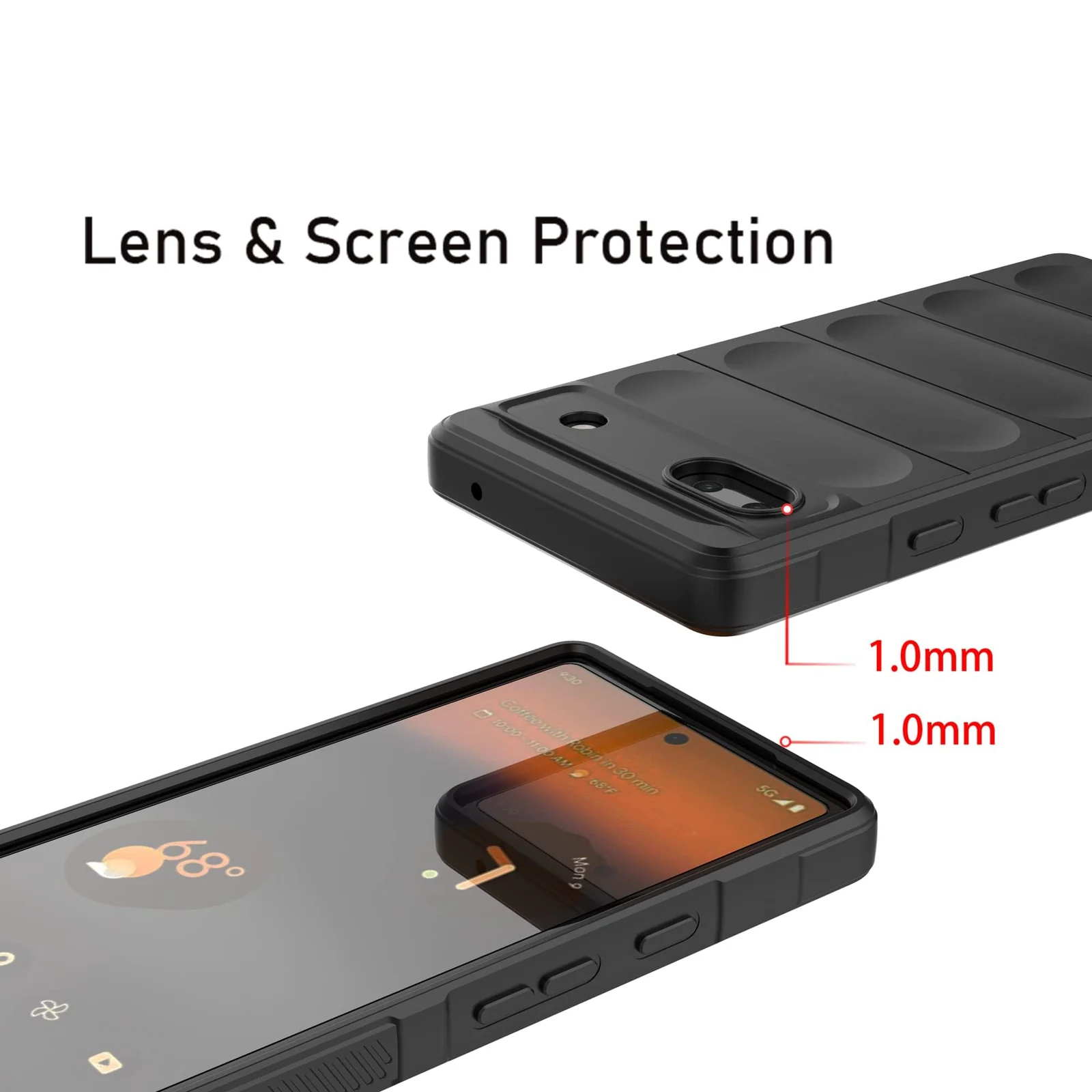DL3 Mobilak Silicone Case for Google Pixel 6A Heavy Duty Protective [Slim Fit] Shockproof Soft Flexible Protective Design Shock-Absorption TPU Cover With Camera Protection - Black