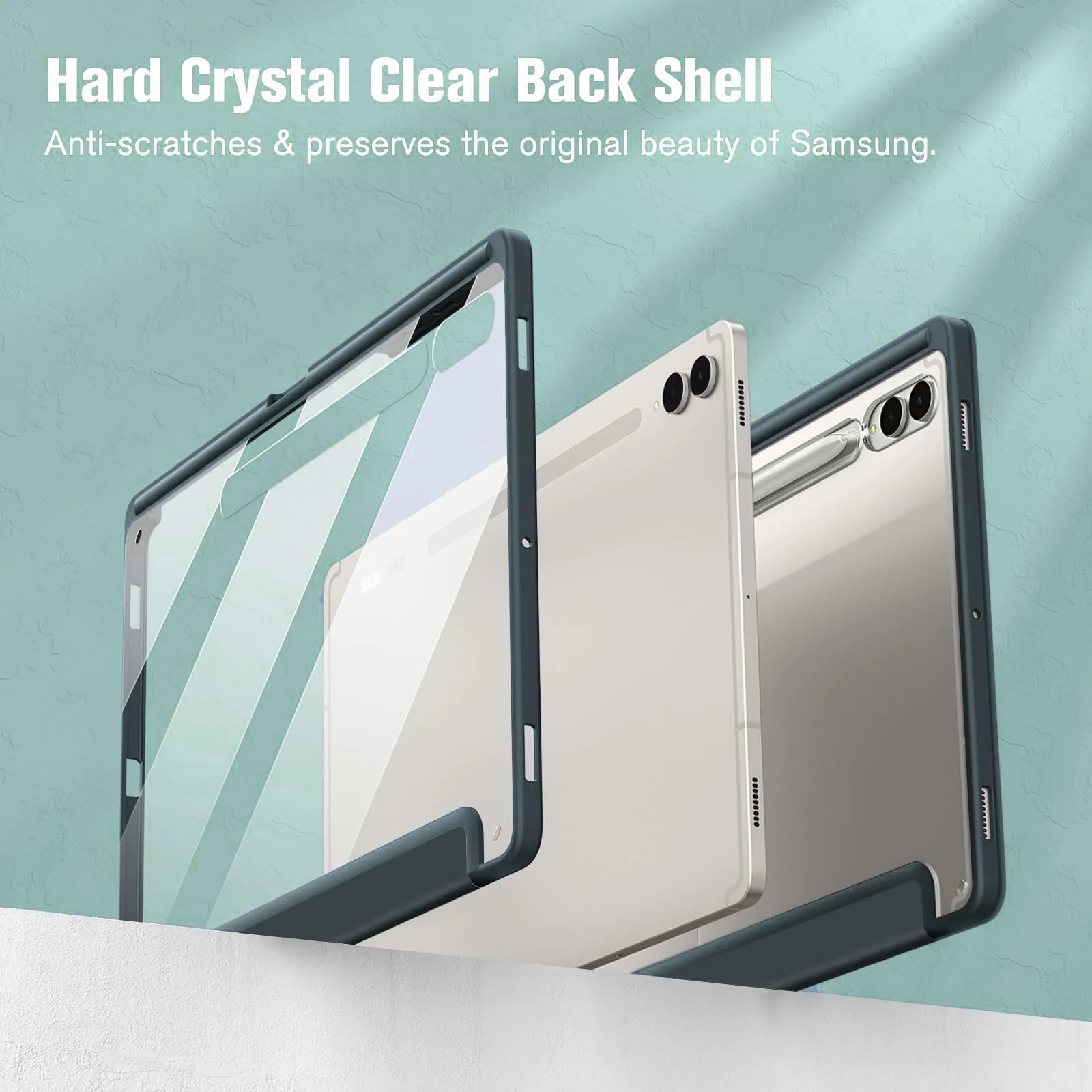 DL3 Mobilak Hybrid Slim Case for Samsung Galaxy Tab S8/Tab S7 11 Inch (Model SM-X700/X706/T870/T875/T878) with S Pen Holder, Cover with Clear Transparent Back Shell, Auto Wake/Sleep - Green