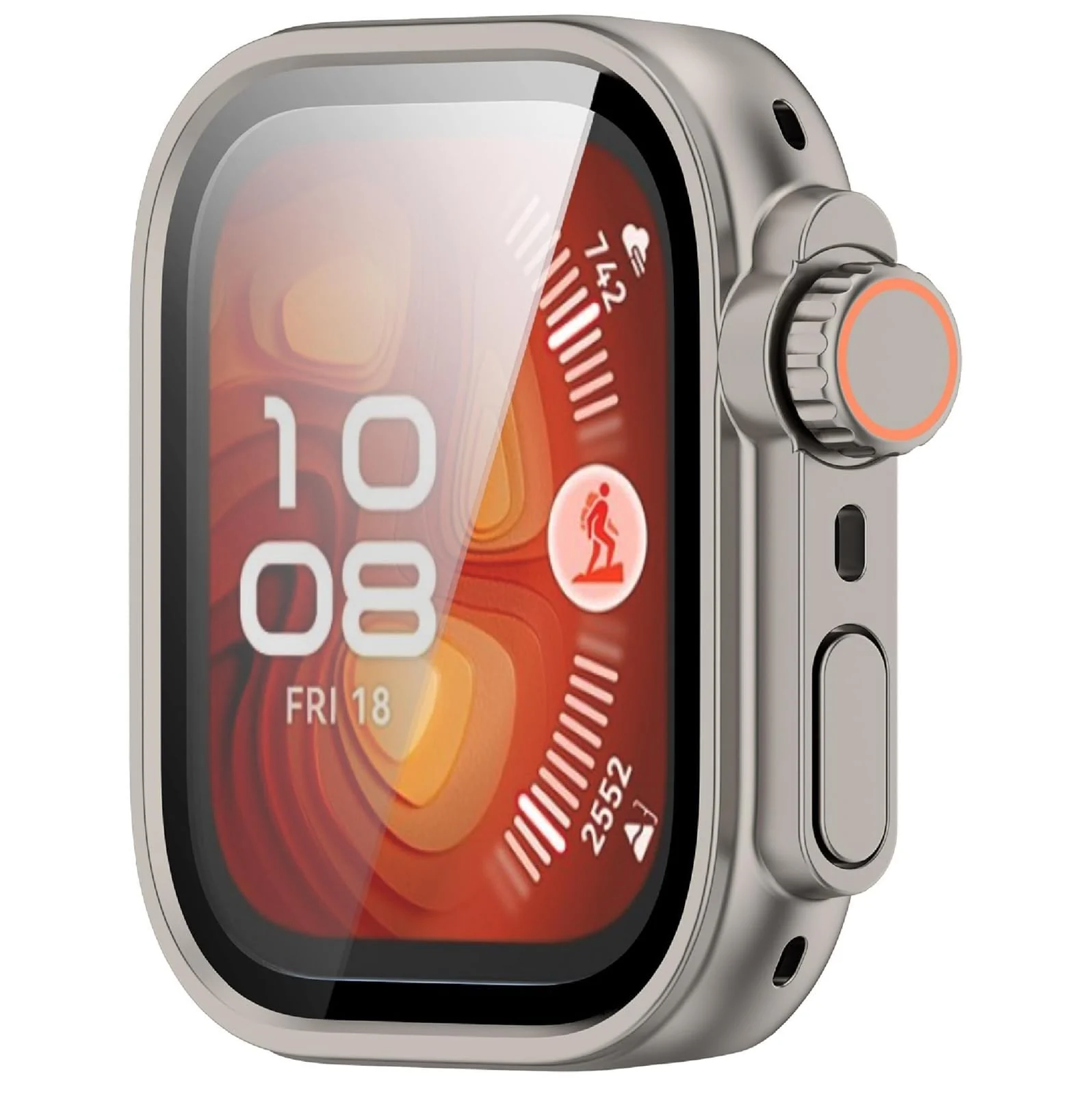 DL3 Mobilak for Huawei Watch Fit 4 Pro 2025 Case Screen Protector, [Looks Like iWatch Ultra Case] Built-in Tempered Glass Screen Unique Design Case Cover for Huawei Watch Fit4 Pro - Titanium