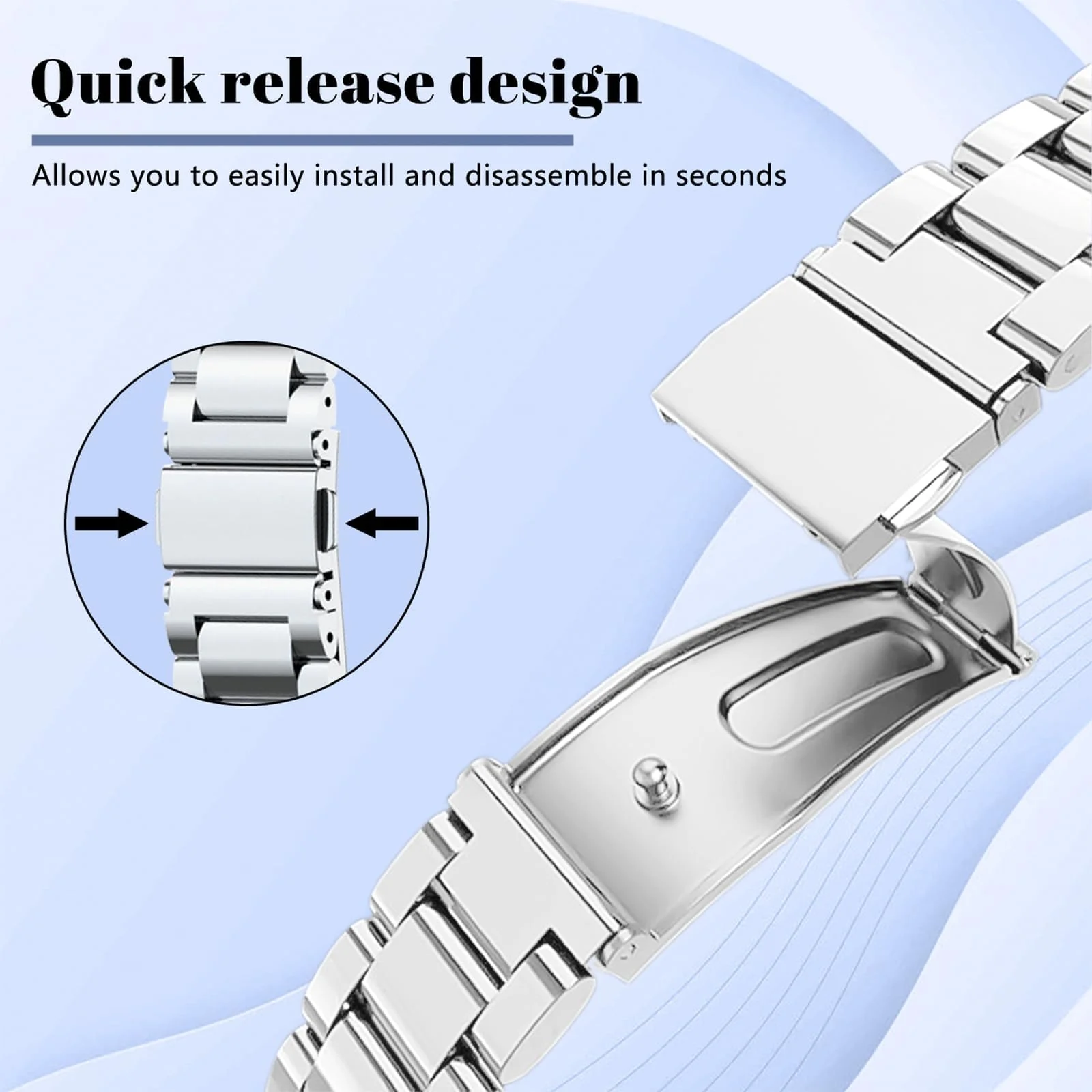 DL3 Mobilak Bracelet Compatible with Xiaomi Redmi Watch 3 Lite/Redmi Watch 3 Active, Stainless Steel Metal Replacement Watch Band With Frame Metal Women Men Replacement Strap - Silver