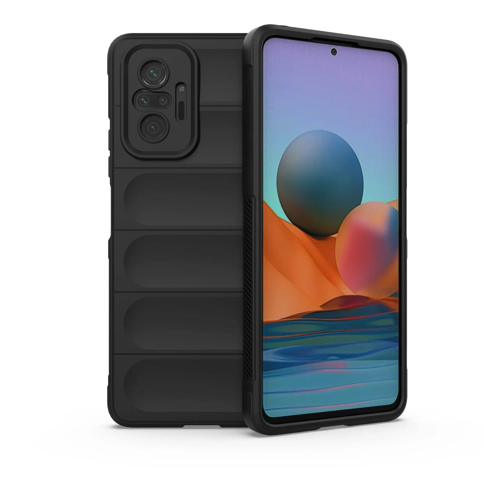 DL3 Mobilak Flexible Silicone and TPU Protective Case with Camera Protection for Xiaomi Redmi Note 10 Pro / Note 10 Pro Max - Black
