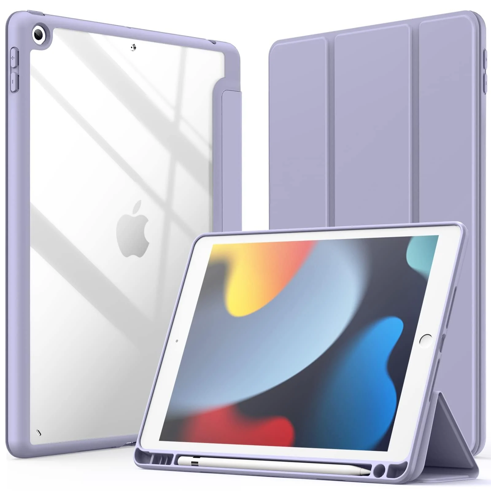 DL3 Mobilak Case for iPad 6th/5th Generation (9.7-inch, 2018/2017), iPad Pro 9.7 Inch Case 2016, iPad Air 2nd/1st, Clear Shockproof Back Cover Built-in Pencil Holder, Auto Sleep/Wake - Lavender
