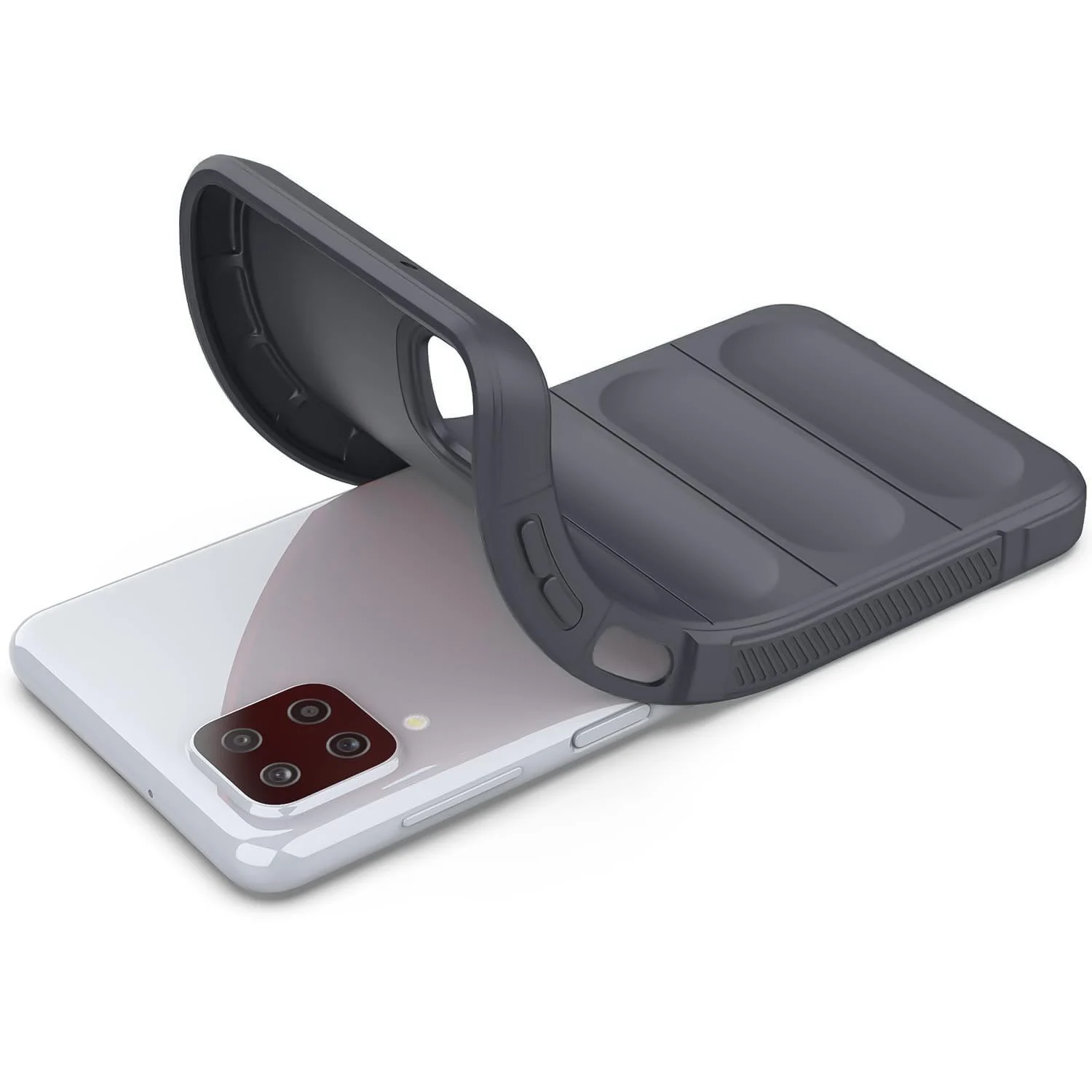 DL3 Mobilak Flexible Silicone and TPU Protective Case with Camera Protection for Samsung Galaxy A12 / M12 - Dark Gray