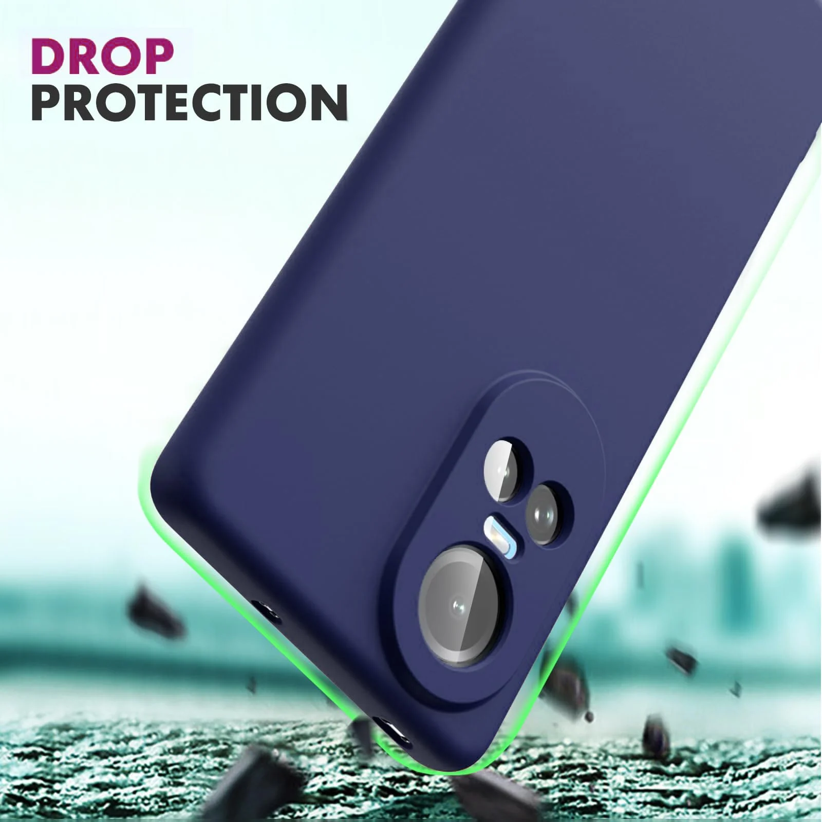 DL3 Mobilak Liquid Silicone Protective Case with Soft Microfiber Lining with Full Camera Protection for OPPO Reno 10 5G / OPPO Reno 10 Pro 5G - Blue 2
