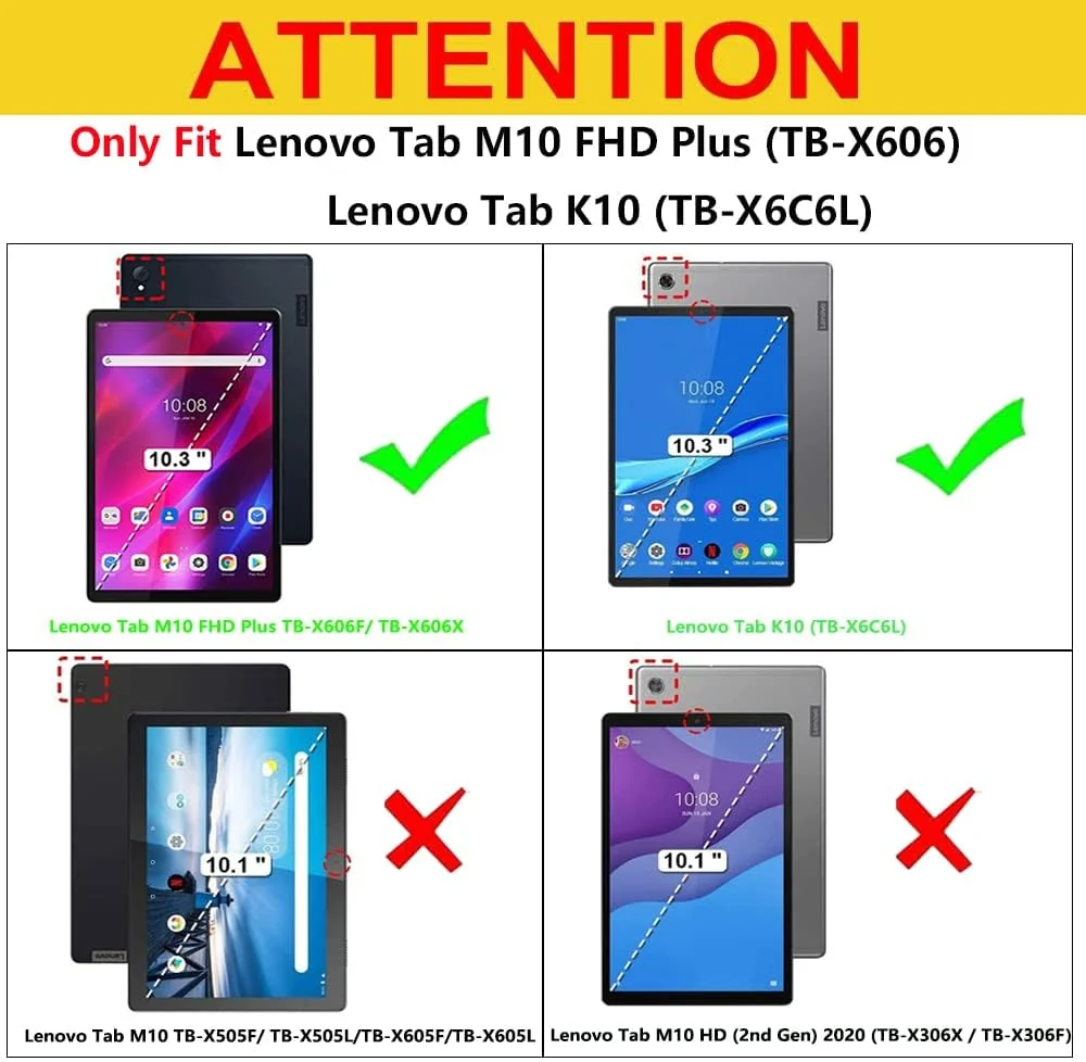 "DL3 Mobilak Case For Lenovo Tab M10 FHD Plus 10.3"" [2nd Gen] 2020 (TB-X606F/X) / K10 2021 (TB-X6C6F), Hybrid Rugged Armor Heavy Duty 2 in 1 TPU + PC Dual Layer Shockproof Case with Kickstand - Blue"