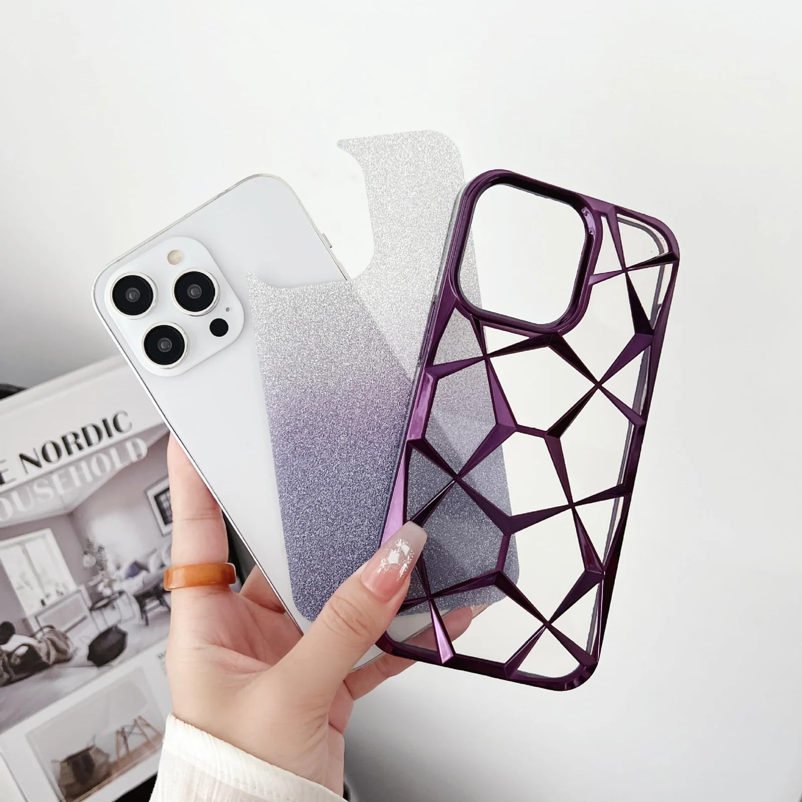 DL3 Mobilak Compatible with Samsung Galaxy A16 5G/4G Case Plating Bling Gradient Glitter Clear Cover Soft TPU Silicone Cute Camera Protection Shockproof Back for Women Girls Case - Purple