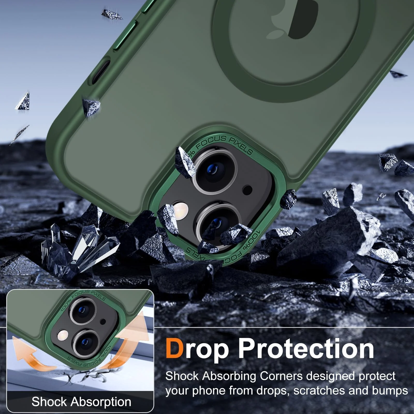 DL3 Mobilak Case for iPhone 15+ Plus/iPhone 14 Plus 6.7-Inch Magnetic Translucent Matte Phone Cases [Compatible with MagSafe] Thin Slim Fit Shockproof Hard Protective Cover - Green