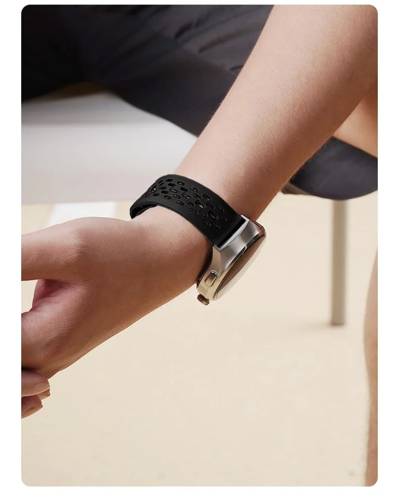 DL3 Mobilak 22mm Breathable Sport Band for Xiaomi Redmi Watch 5 Lite/5 Active/Samsung Galaxy Watch 3 45mm/Watch 46mm/Gear S3/Huawei watch GT6 GT5 GT4 GT3 GT2 (46MM)/GT2E/GT 3 Pro/GT 5 Pro, Soft Silicone Strap - Black