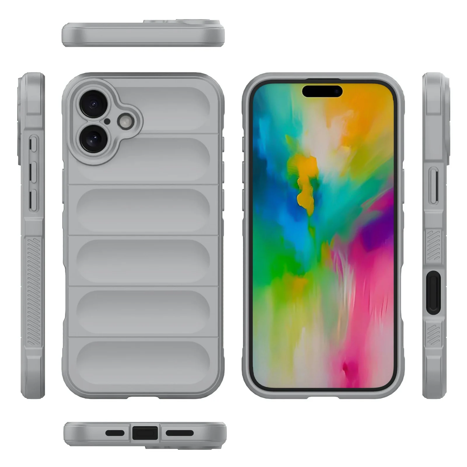 DL3 Mobilak Silicone Case for iPhone 16 6.1-Inch Heavy Duty Protective [Slim Fit] Shockproof Soft Flexible Protective Design Shock-Absorption TPU Cover With Camera Protection - Gray