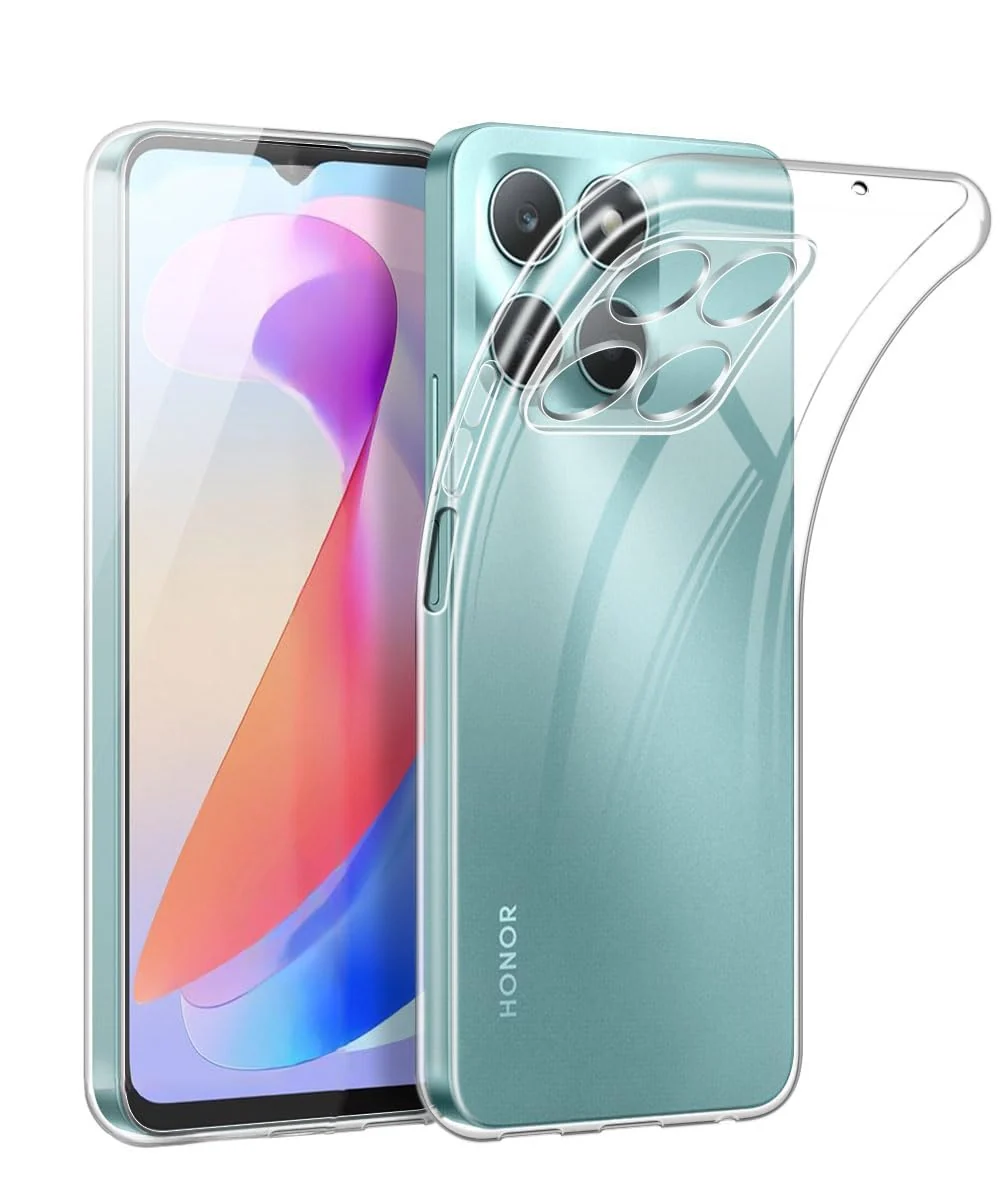 DL3 Mobilak Case Compatible with Honor X6A Case Crystal Soft TPU Gel Case Flexible Silicone Anti-Scratch Camera Protection TPU Cover - Clear