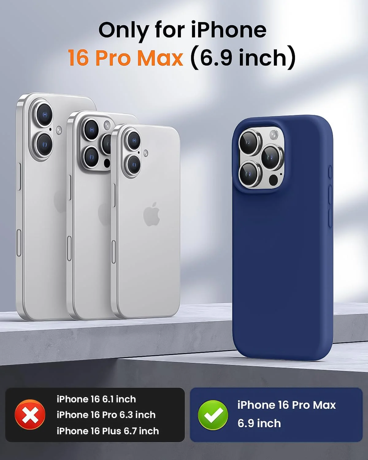 DL3 Mobilak Compatible with iPhone 16 Pro Max 6.9-inch Case, Premium Liquid Silicone Case, Full Body Protective Cover, Shockproof, Slim Phone Case, Anti-Scratch Soft Microfiber Lining - A. Blue
