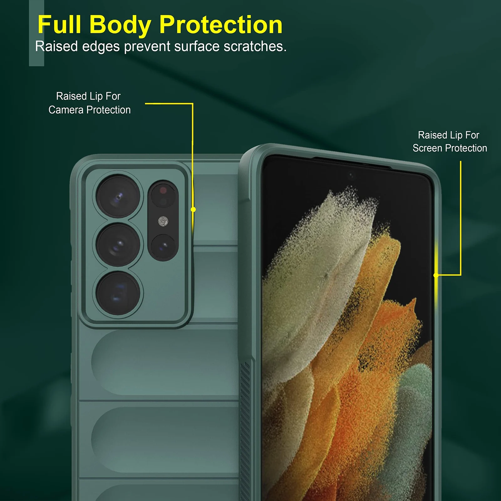 DL3 Mobilak Rugged Protective Case for Samsung Galaxy S21 Ultra, Camera protection, Shock-absorbing protection, Non-slip grip - Green