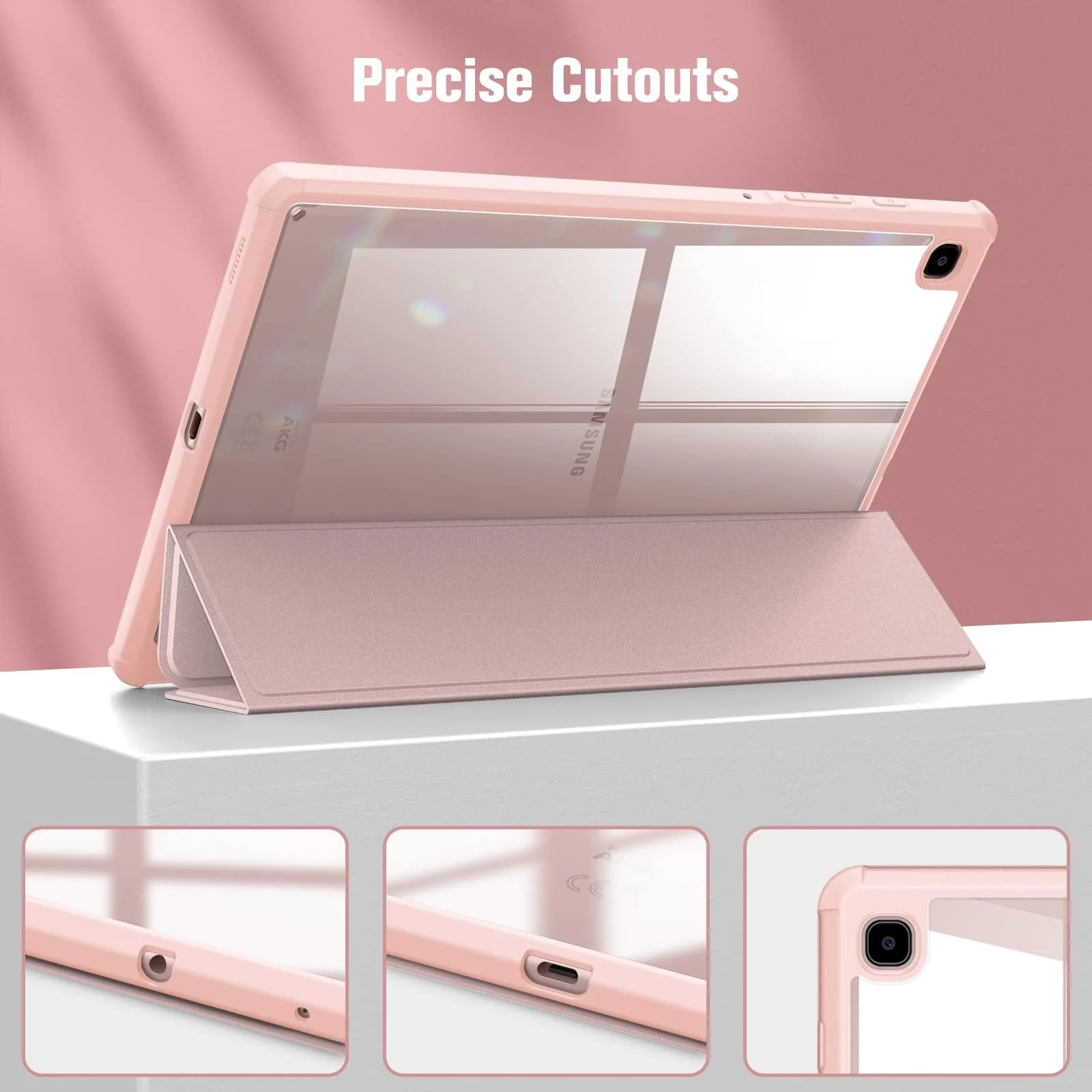 DL3 Mobilak Hybrid Slim Case for Samsung Galaxy Tab S6 Lite 10.4'' 2020 Model SM-P610 (Wi-Fi) SM-P615 (LTE) with S Pen Holder, Cover with Clear Transparent Back Shell, Auto Wake/Sleep - Rose Gold
