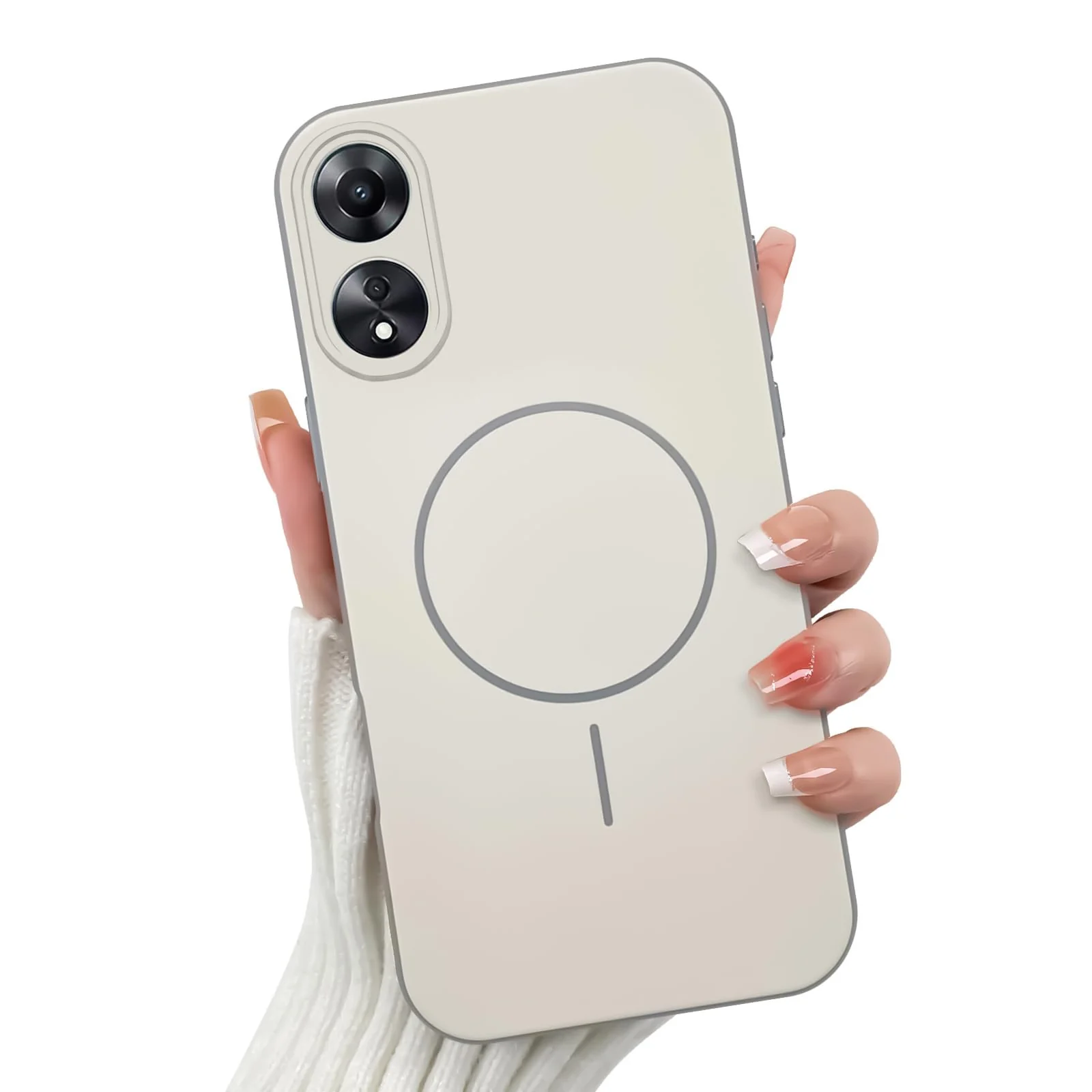DL3 Mobilak Case For OPPO A38 / OPPO A18 Slim Design [Not Compatible with MagSafe] Soft Silicone Case Flexible TPU Anti-Scratch Protective Cover with Full Camera Protection - Off-White
