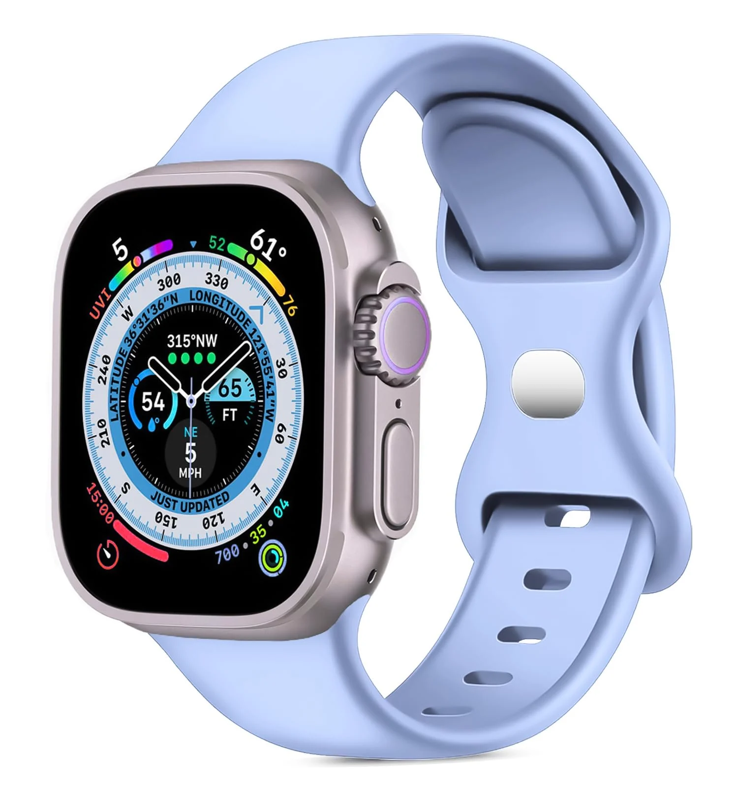 DL3 Mobilak Band with Case For Apple Watch Ultra/Ultra 2 49mm, Adjustable Silicone Sport Wristband Replacement, Strap With Cover Built-in Glass Screen Protector for iWatch Ultra 49 mm - Baby Blue