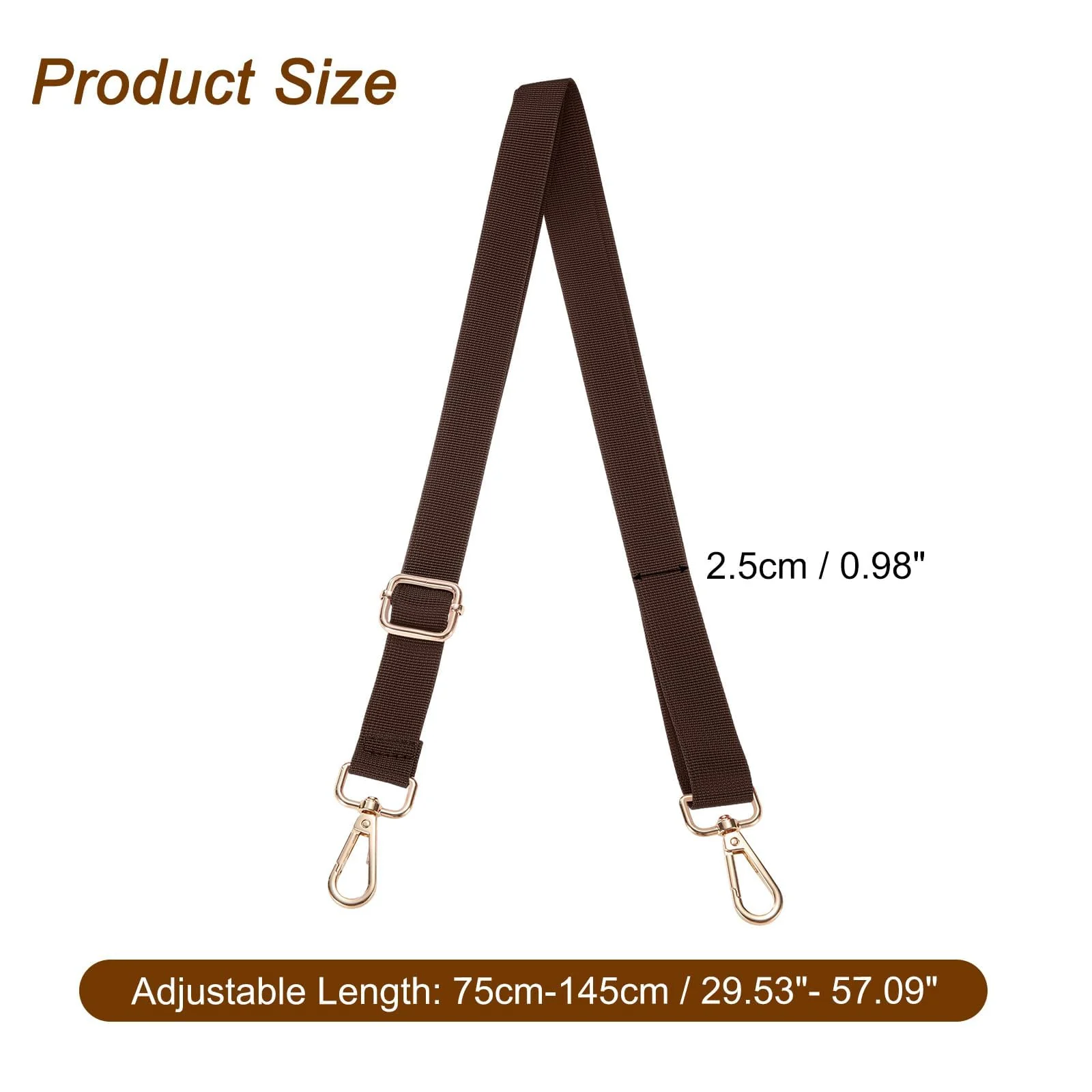 DL3 Mobilak Adjustable Wide Crossbody Bag Strap for Women, Replacement Shoulder Strap for Handbags, Totes & Purses with Elegant Embroidered Pattern and Metal Hooks - Coffee