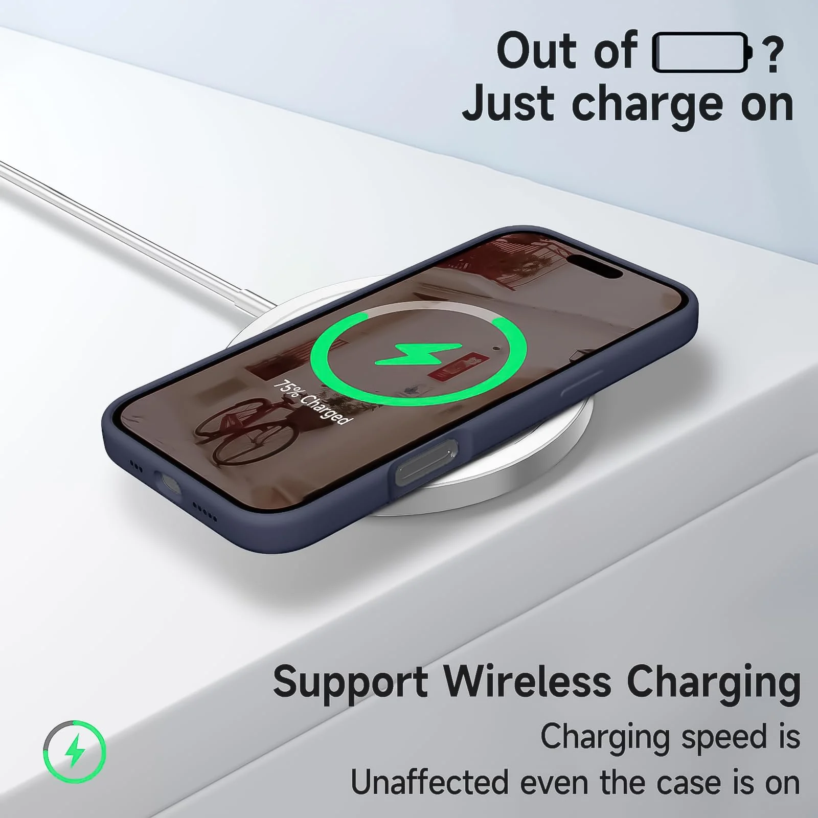 DL3 Mobilak Liquid Silicone Case for iPhone 16 Plus, Supports wireless charging, Shock-absorbing protection, Scratch-resistant surface - Dark Blue