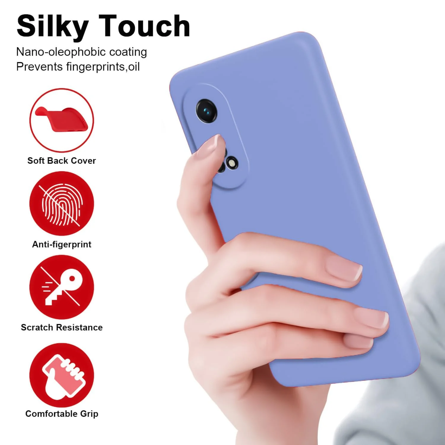 DL3 Mobilak Silicone Protective Case for OPPO Reno 8T 4G (Not 5G), Shock-absorbing protection, Scratch-resistant surface, Soft microfiber lining - Baby Blue
