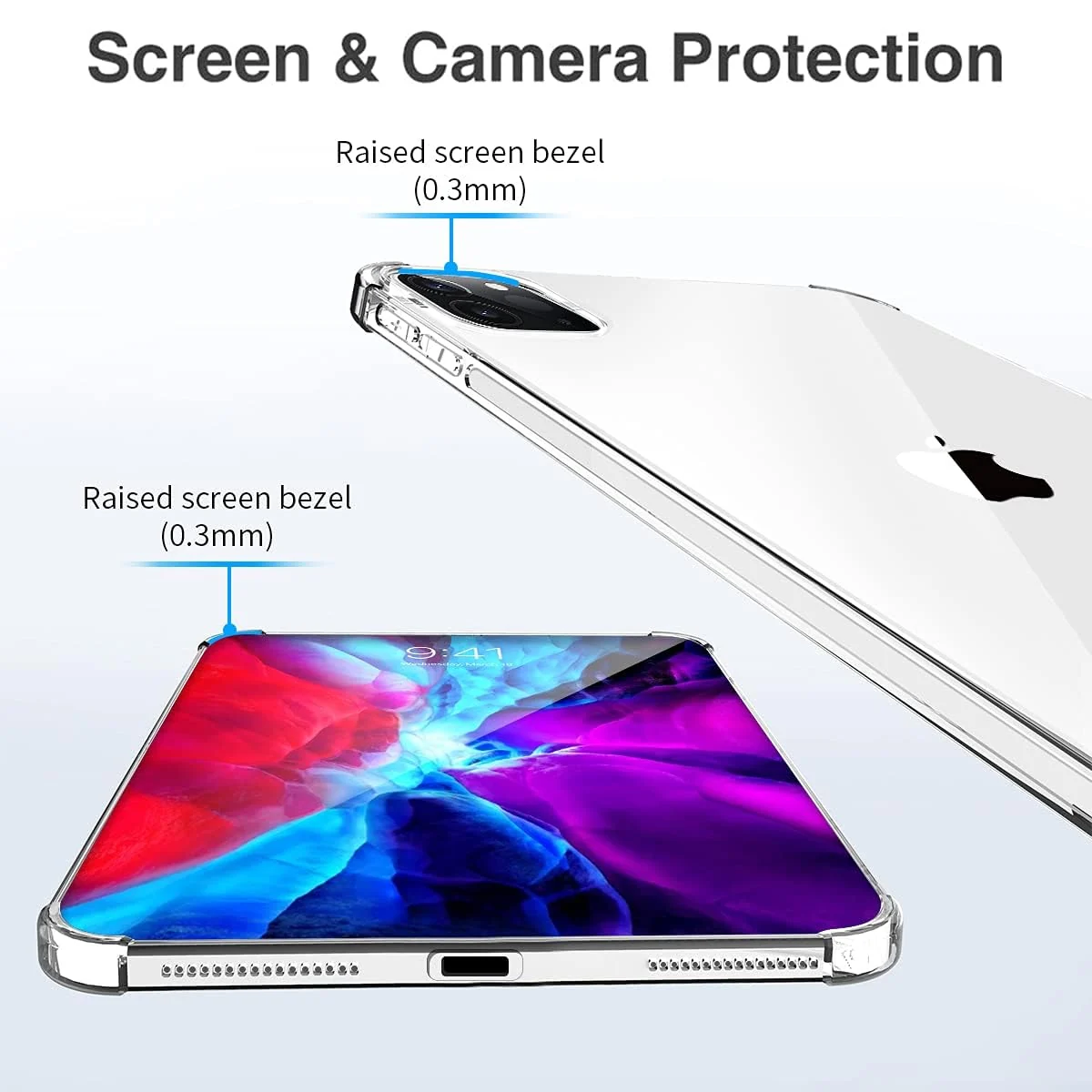 DL3 Mobilak Transparent Case Compatible with iPad Air 13 Inch M2 2024, iPad Pro 12.9 6th/5th Generation 2022/2021, Ultra Thin Silicone Shockproof Back Shell HD Transparent TPU Protective Cover - Clear