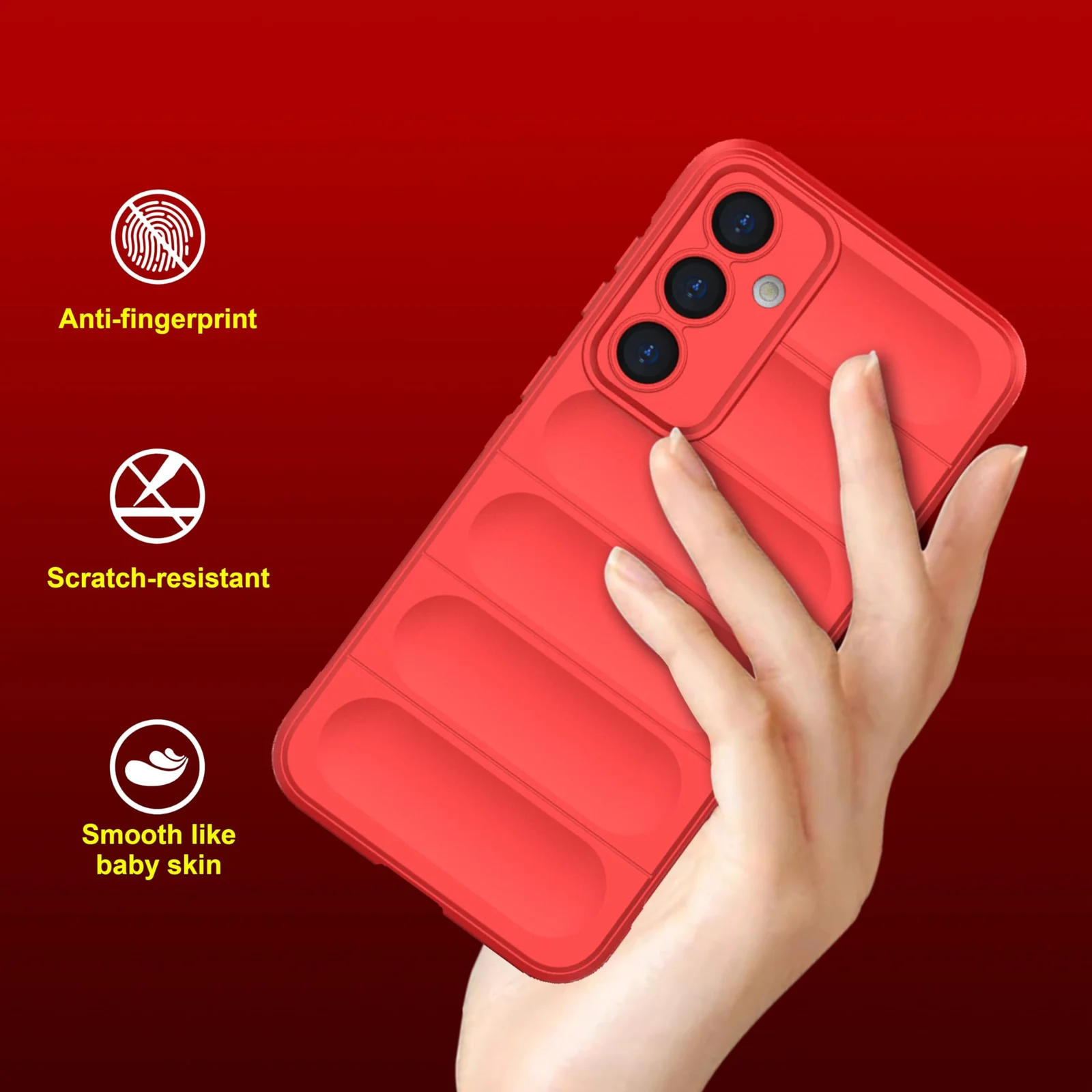 DL3 Mobilak Silicone Case for Samsung Galaxy A15 Heavy Duty Protective [Slim Fit] Shockproof Soft Flexible Protective Design Shock-Absorption TPU Cover With Camera Protection - Red