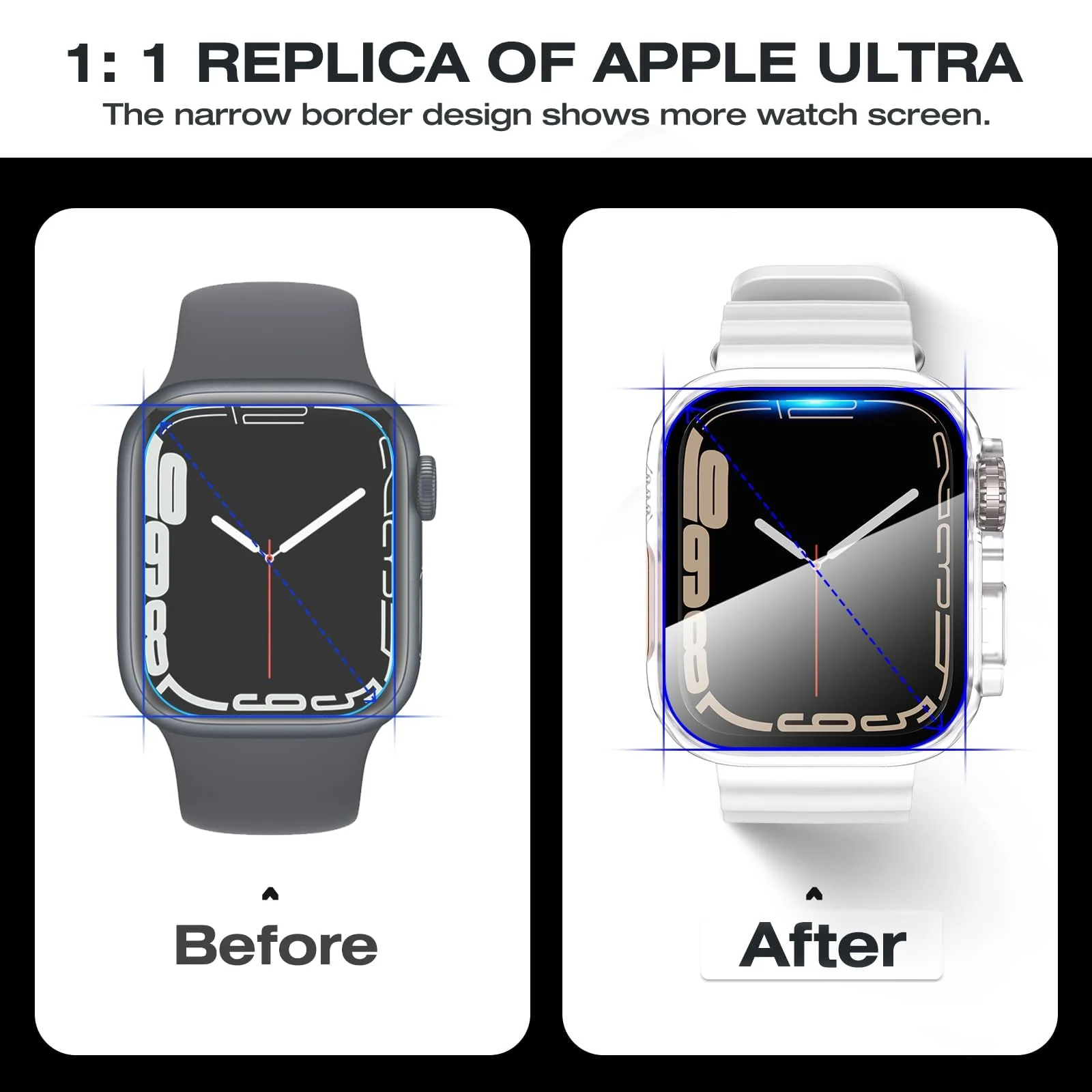 DL3 Mobilak for Apple Watch 45mm Screen Protector Case, Built-in Tempered Glass Screen Unique Design Case Cover for iWatch 45mm Series 9 8 7 - Clear