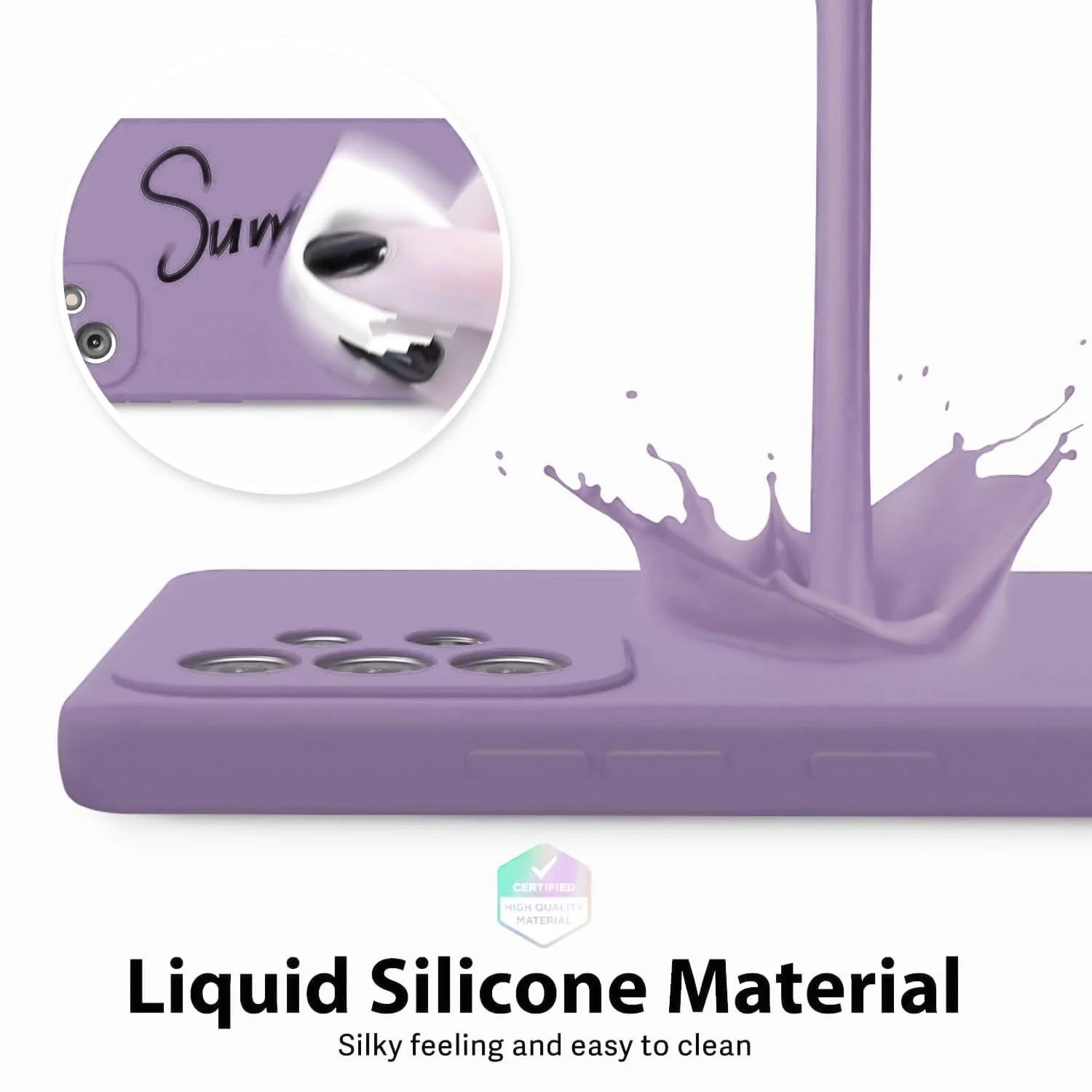 DL3 Mobilak Soft Silicone Protective Case for Samsung Galaxy A72 with Microfiber Lining and Shockproof Design - Lavender