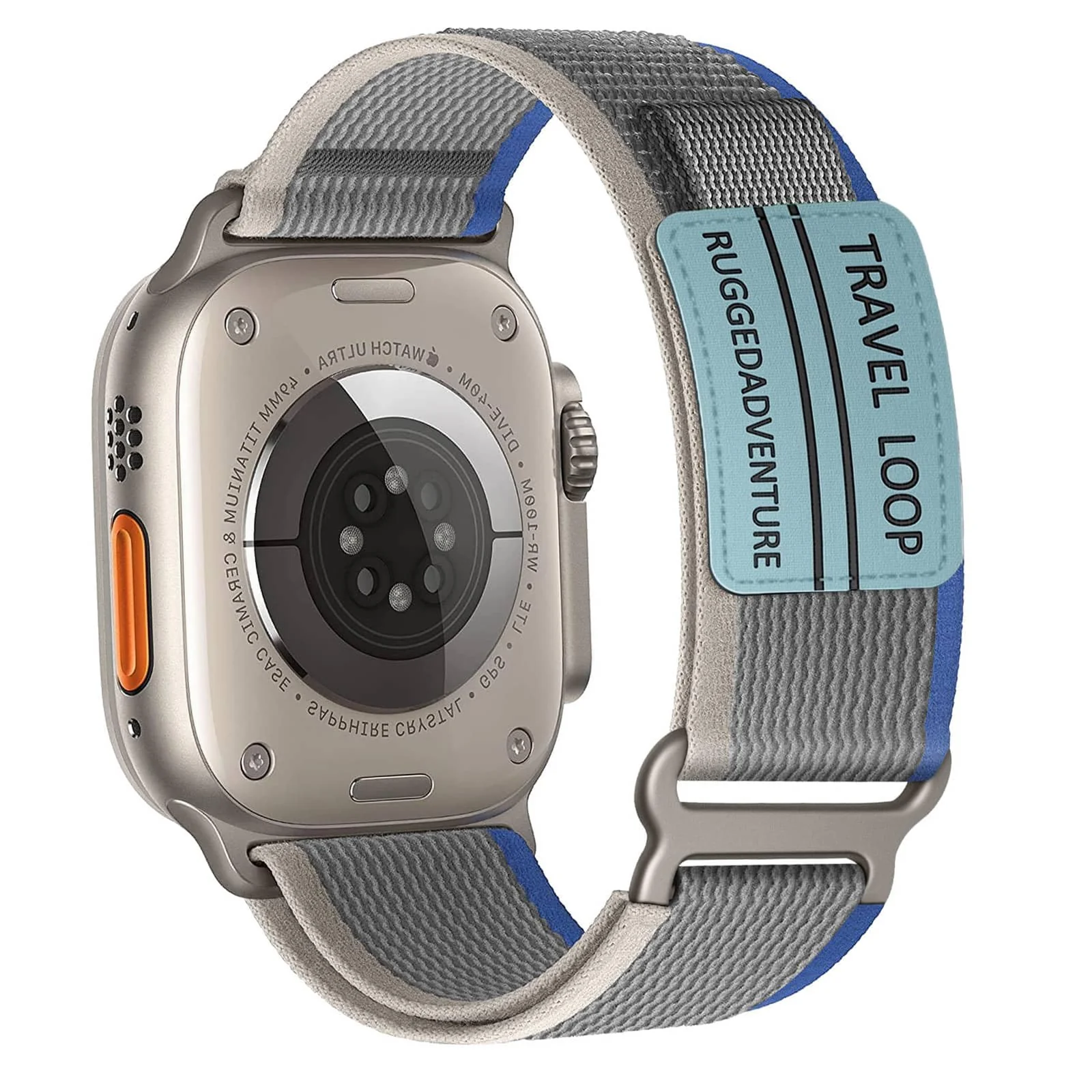 DL3 Mobilak Trail Loop Strap for Apple Watch Ultra Band 49mm 45mm 44mm 42mm iWatch Ultra Band Men Women, Rugged Sport Strap Soft Nylon Wristband for iWatch Ultra 2 Bands Series 9 8 7 6 5 4 3 2 1 SE - Blue Grey