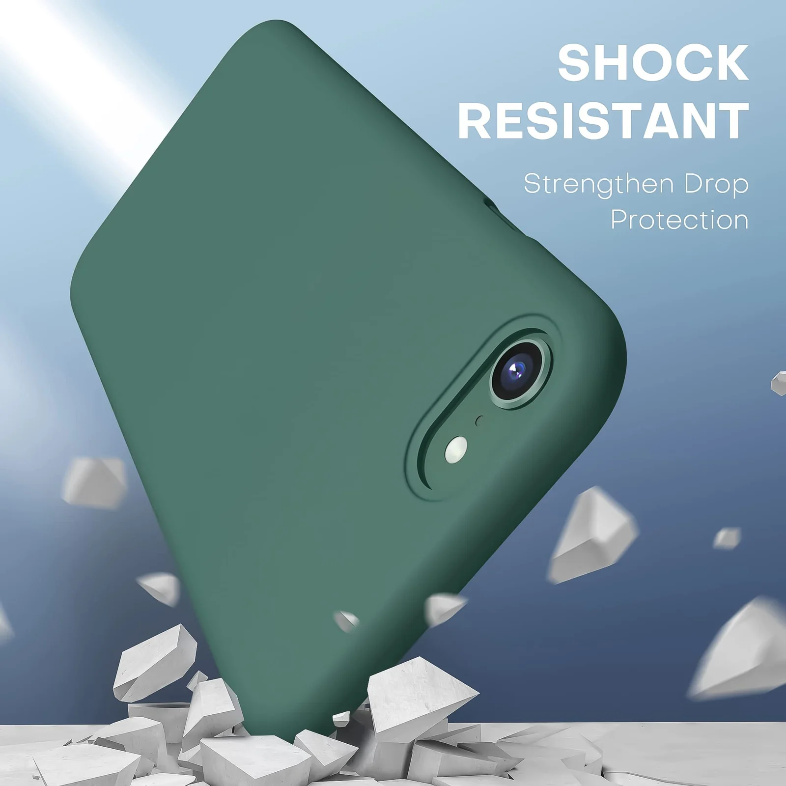 DL3 Mobilak Liquid Silicone Protective Case with Soft Microfiber Lining for iPhone SE 2022, SE 2020, iPhone 7, iPhone 8 - Pine Green