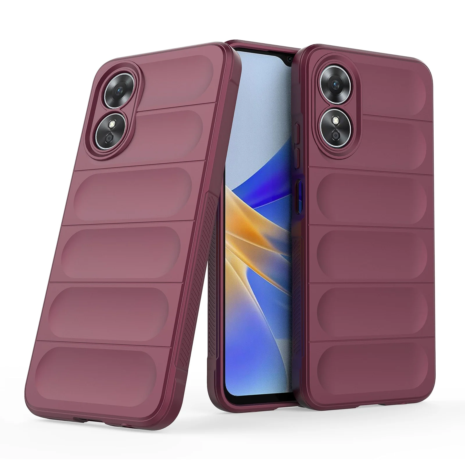 DL3 Mobilak Flexible Silicone and TPU Protective Case with Camera Protection for OPPO A38 4G | OPPO A18 4G - Wine Red